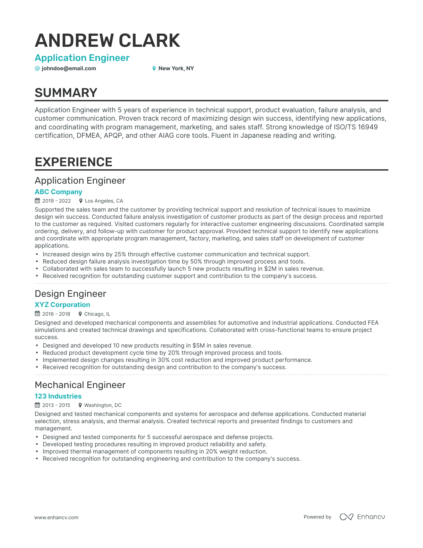 Classic Application Engineer Resume Template