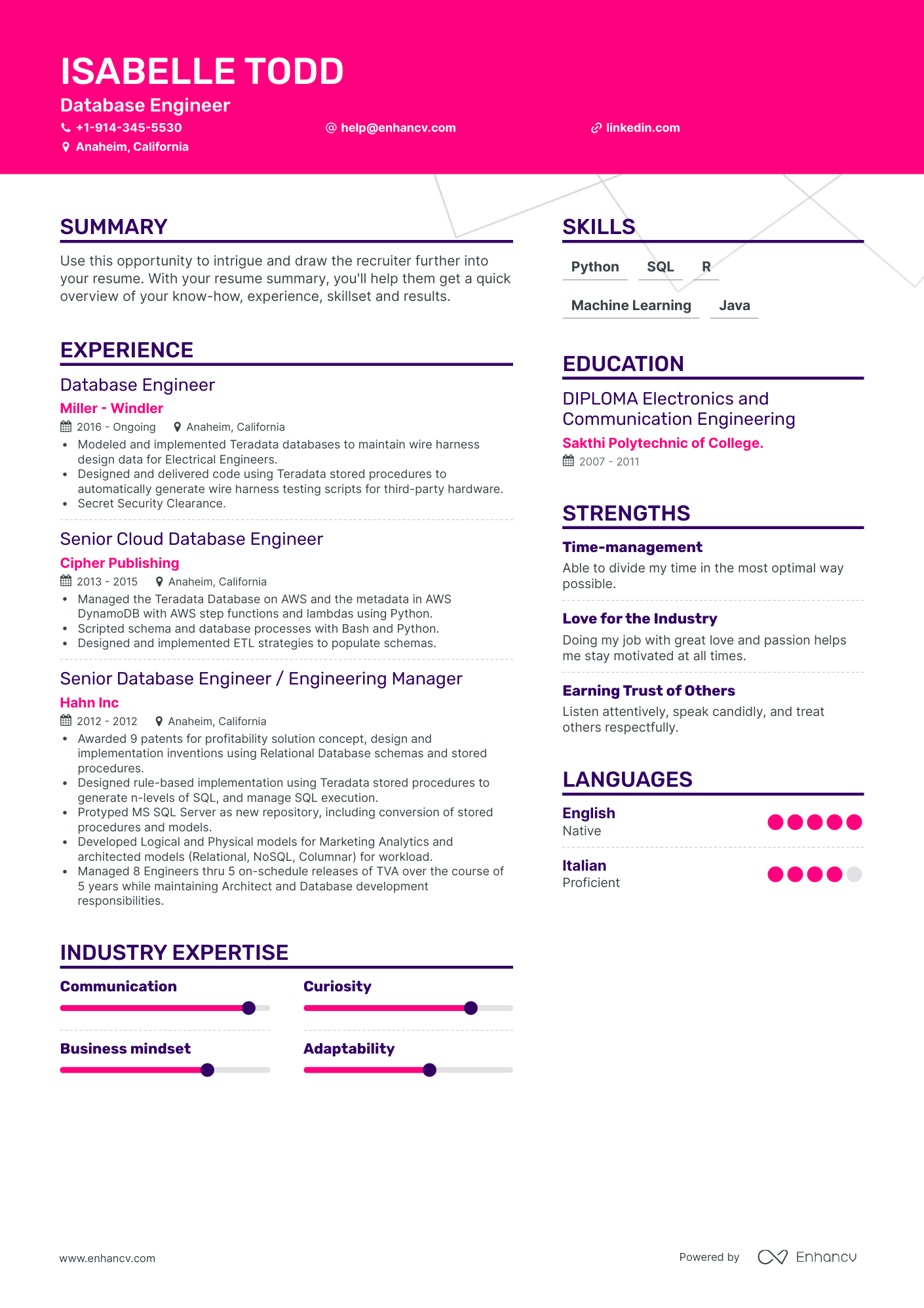 Database Engineer Resume Examples & Guide for 2023 (Layout, Skills ...