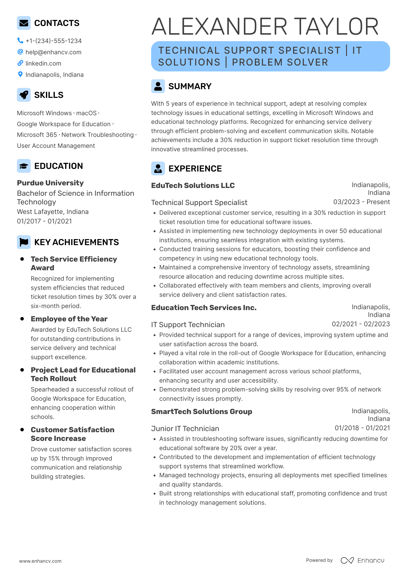 A resume example of a Technology Support Paraprofessional