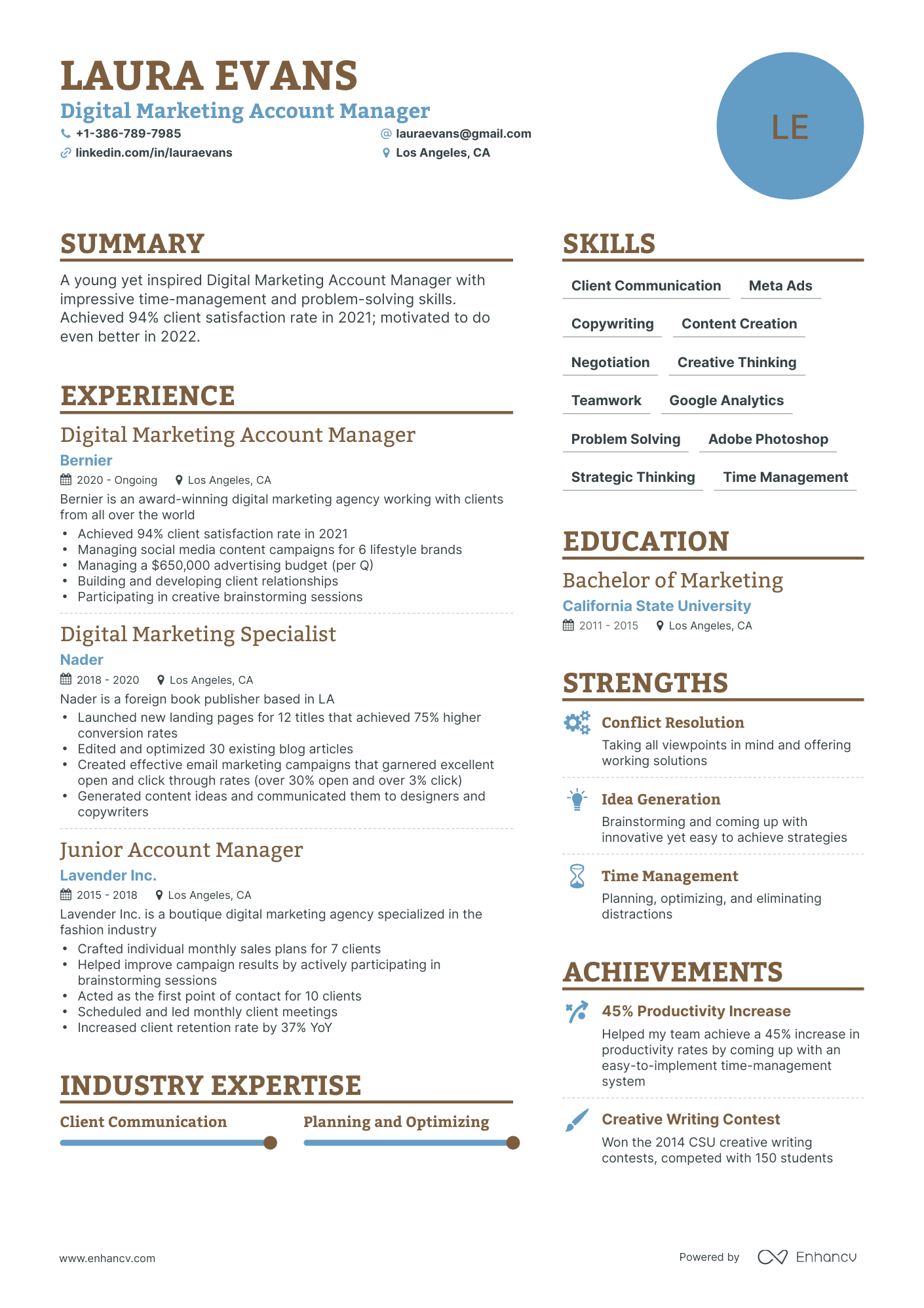 Simple Digital Marketing Account Manager Resume Template