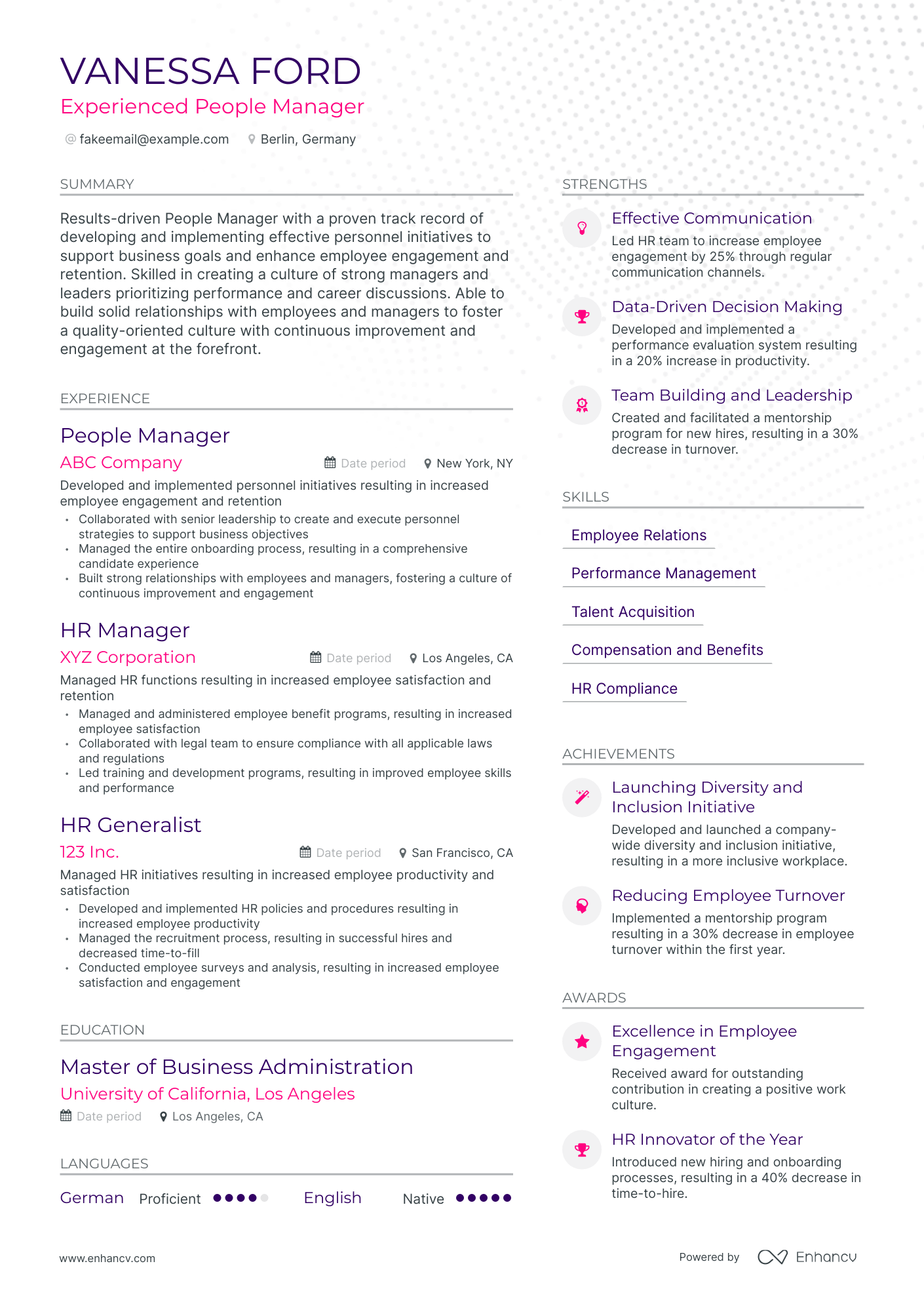 Modern People Manager Resume Template