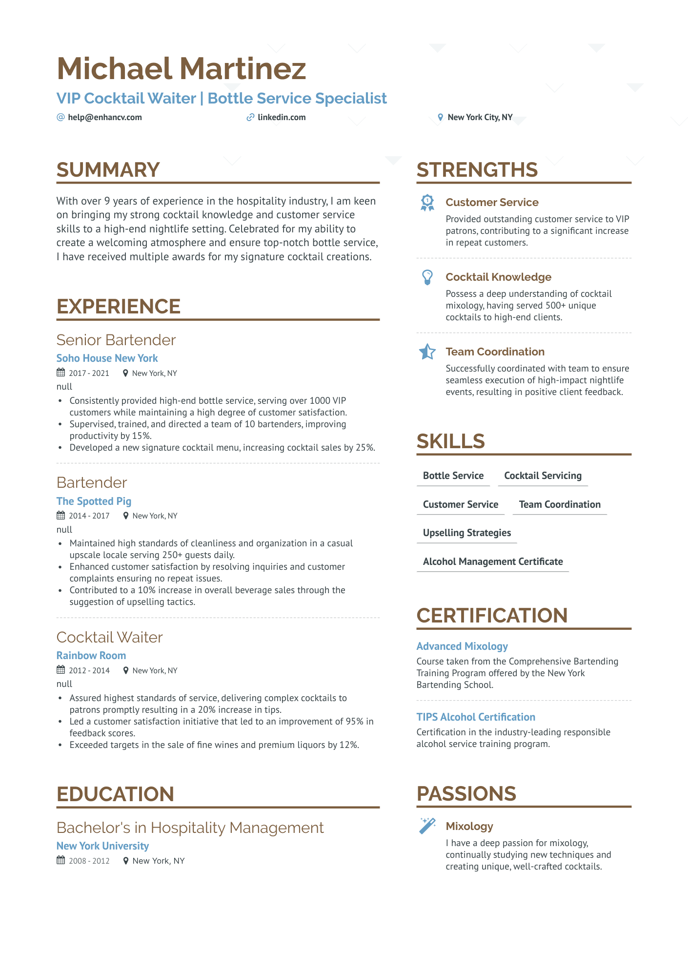 objective on resume for a waitress
