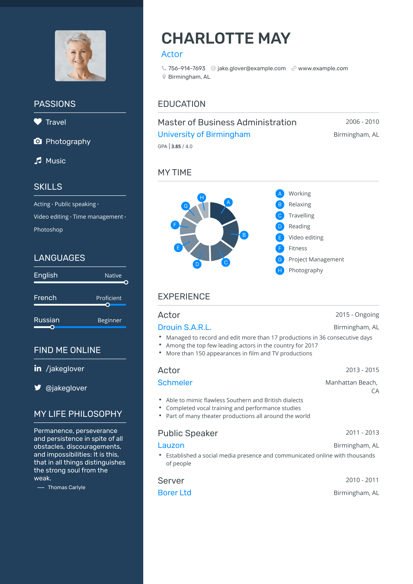 Polished Actor Resume Template