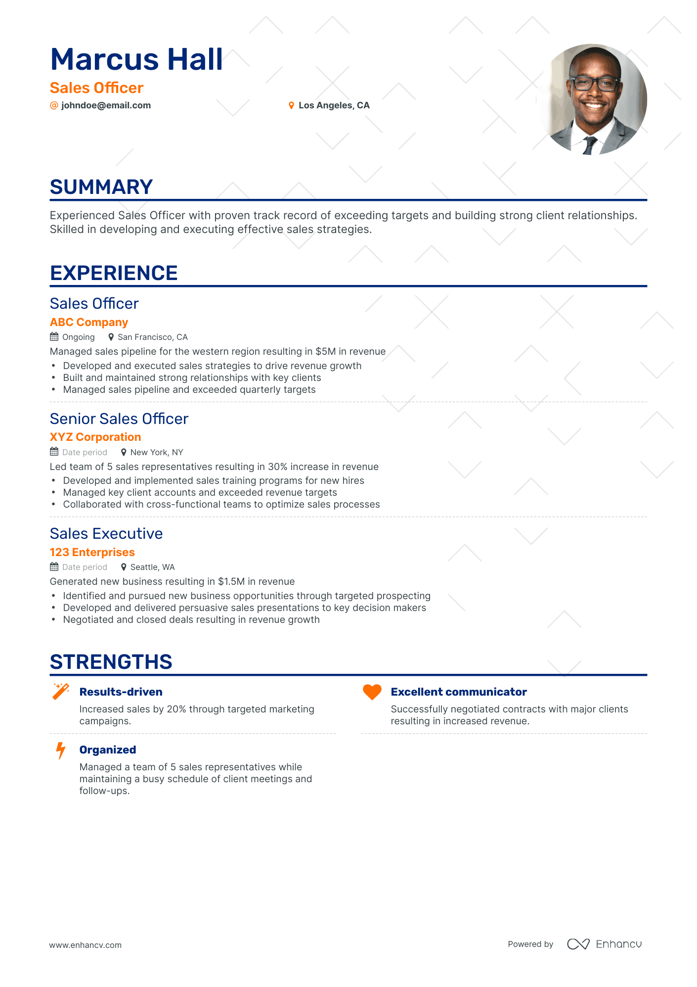 Classic Sales Officer Resume Template