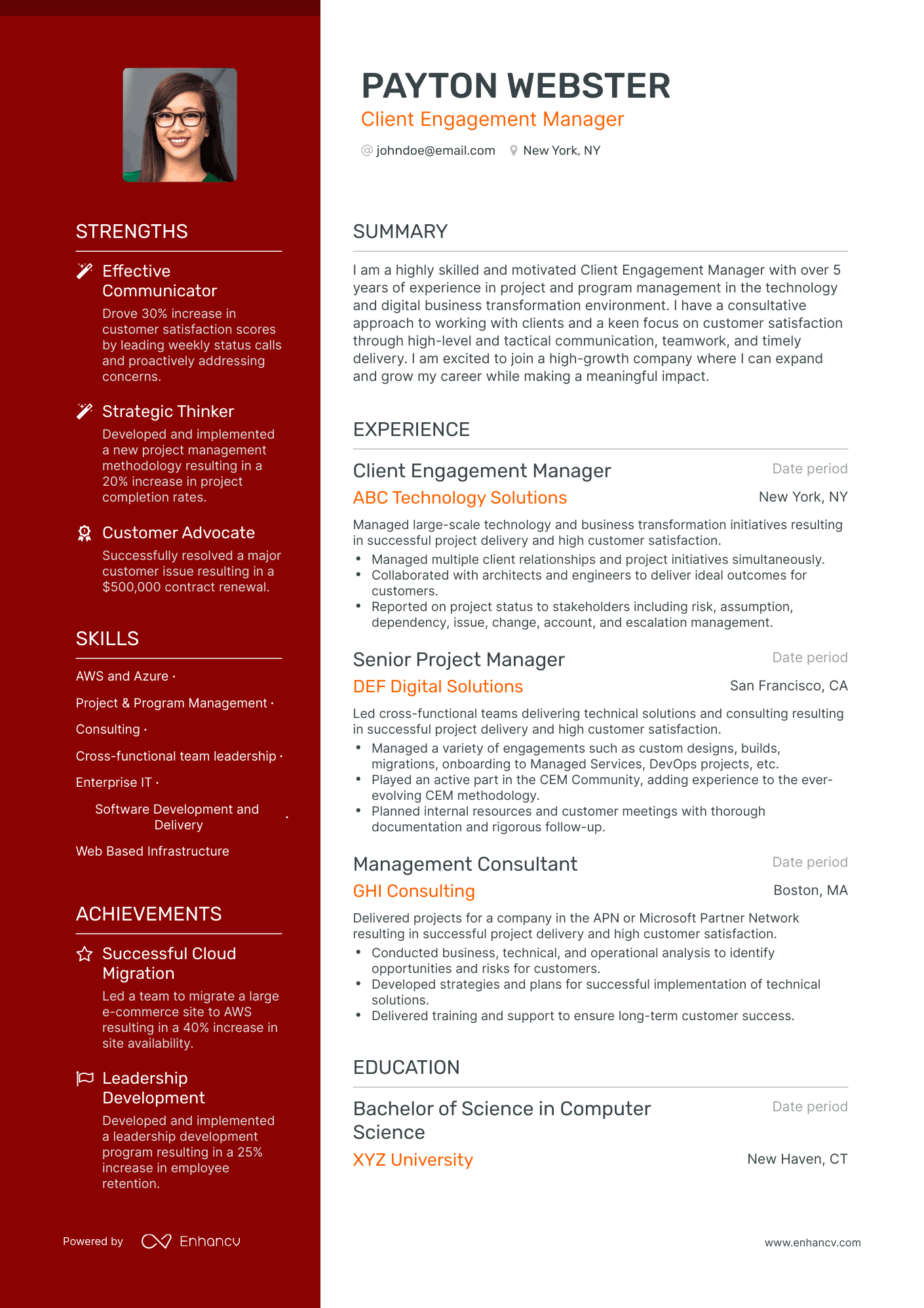 Polished Client Engagement Manager Resume Template