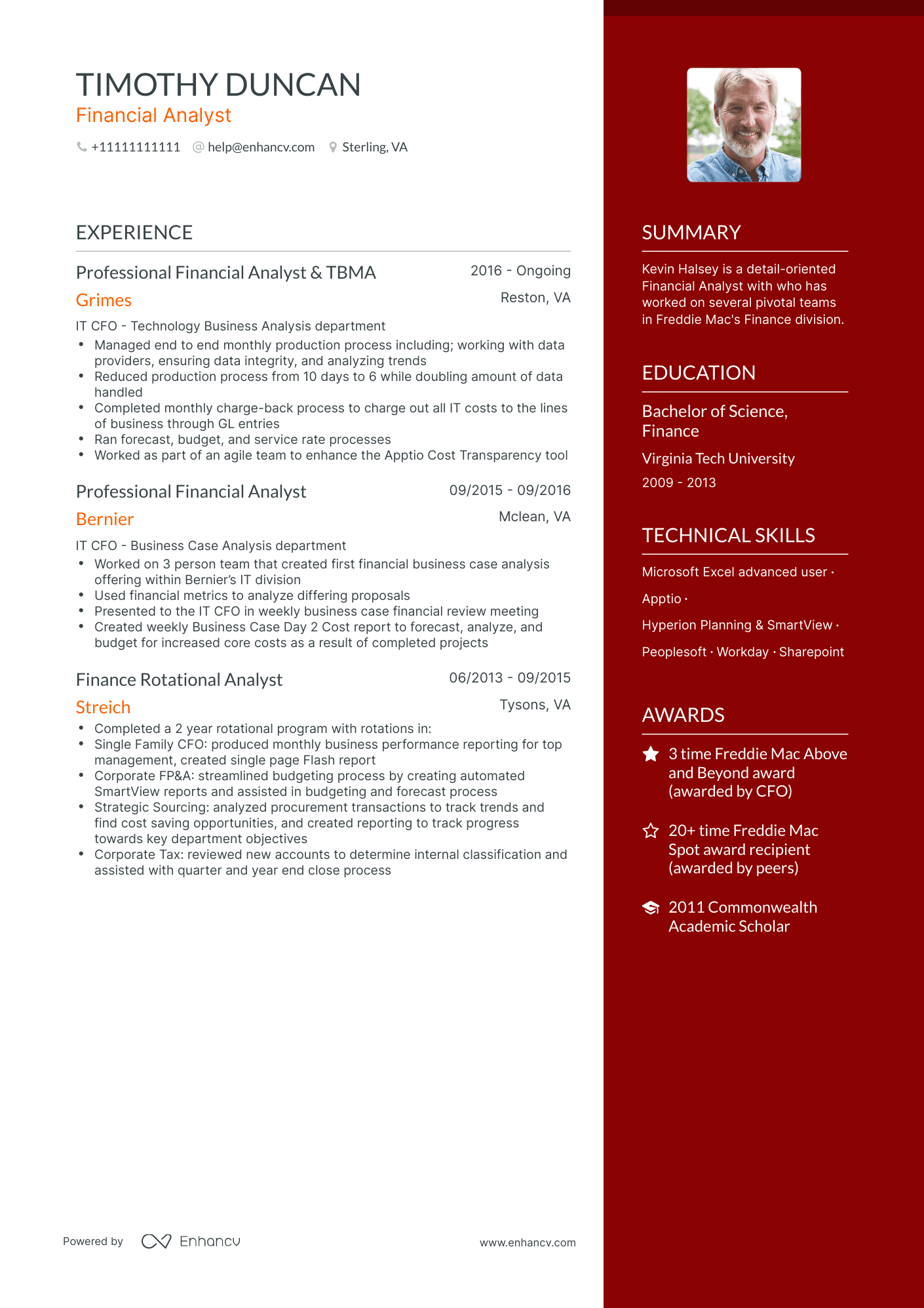 One Page Financial Analyst Resume Template