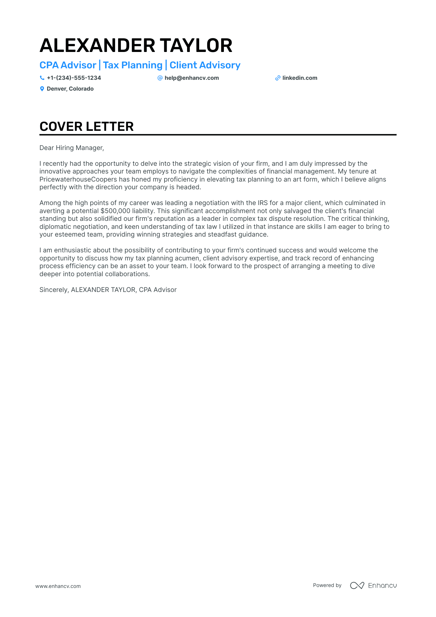 cover letter for an accountant