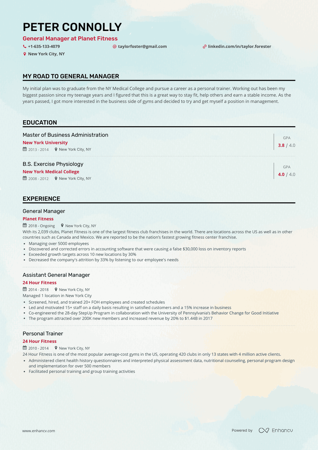 Classic General Manager Resume Template