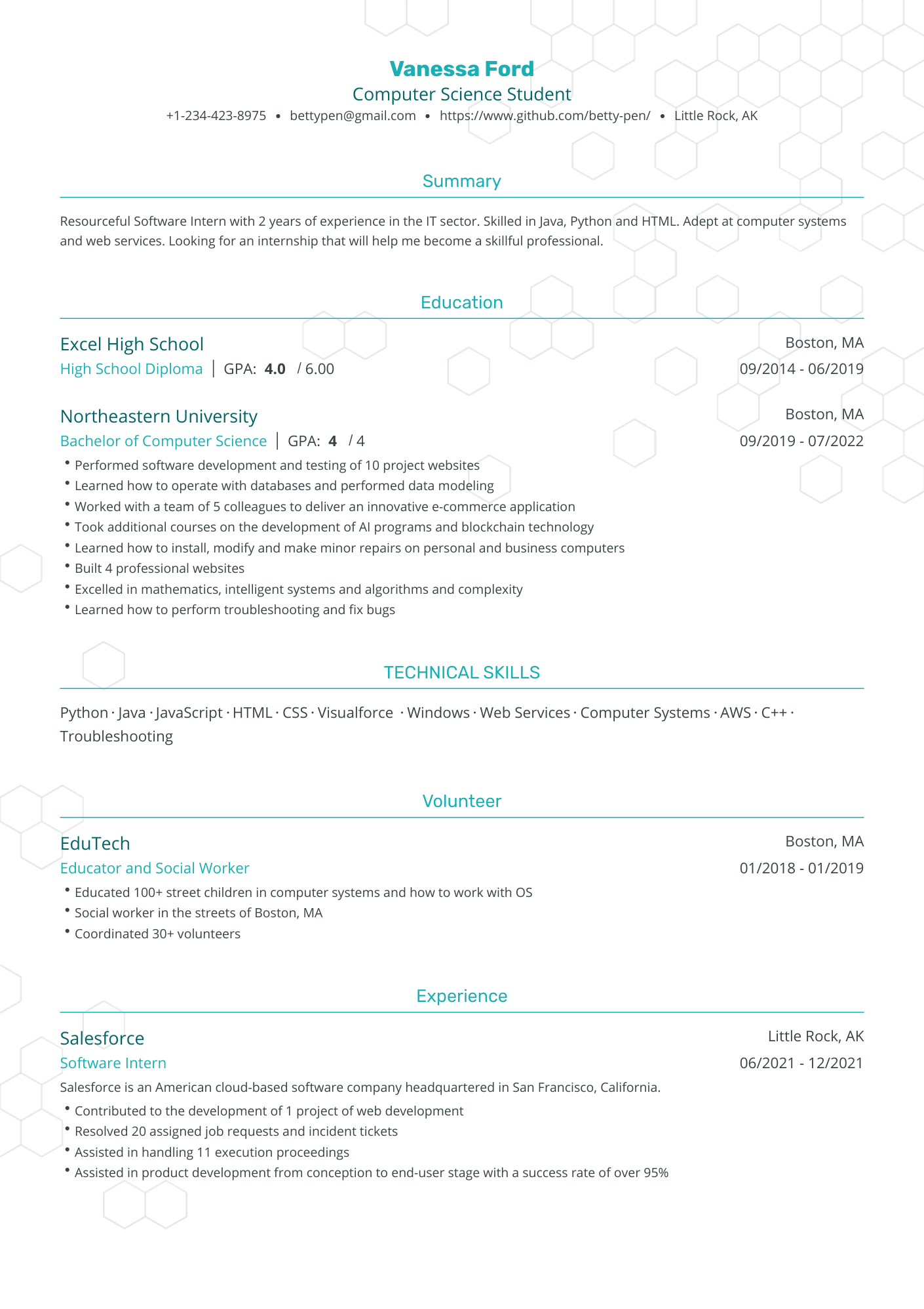 Traditional College Resume Template