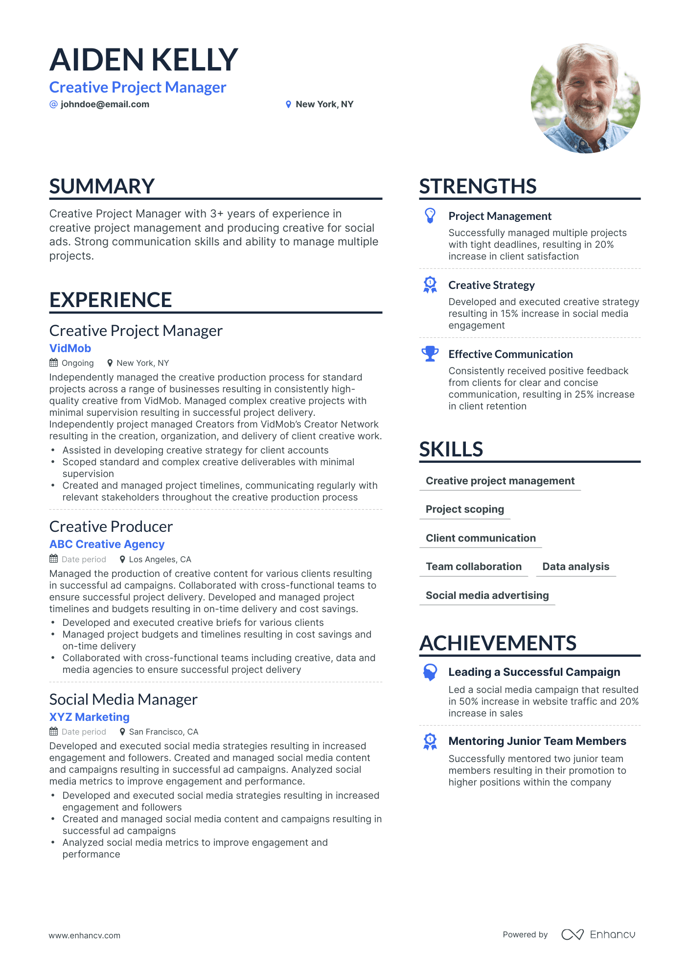 Simple Creative Project Manager Resume Template
