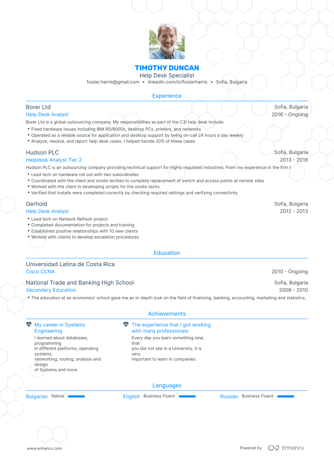Traditional Help Desk Resume Template