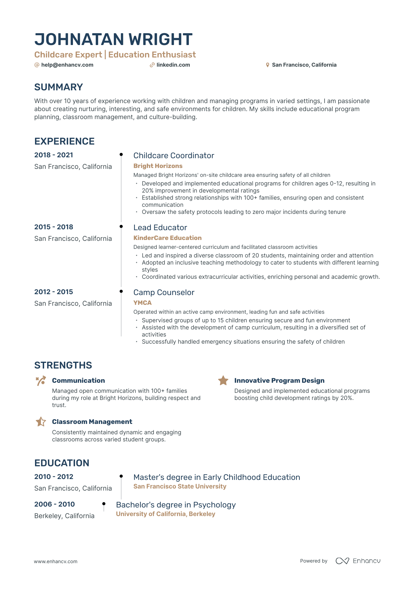 undefined Child Care Provider Resume Template