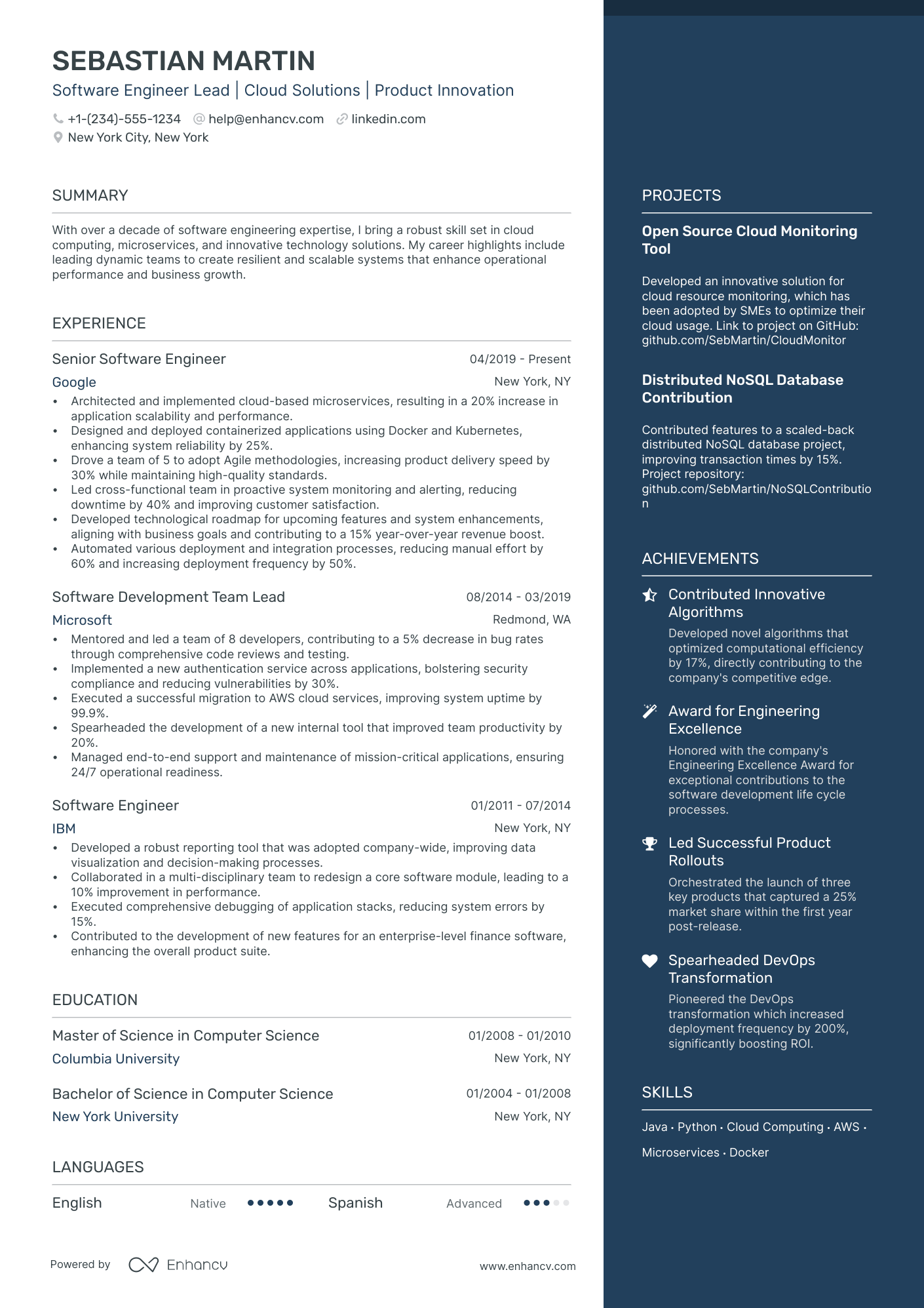 data engineer resume projects