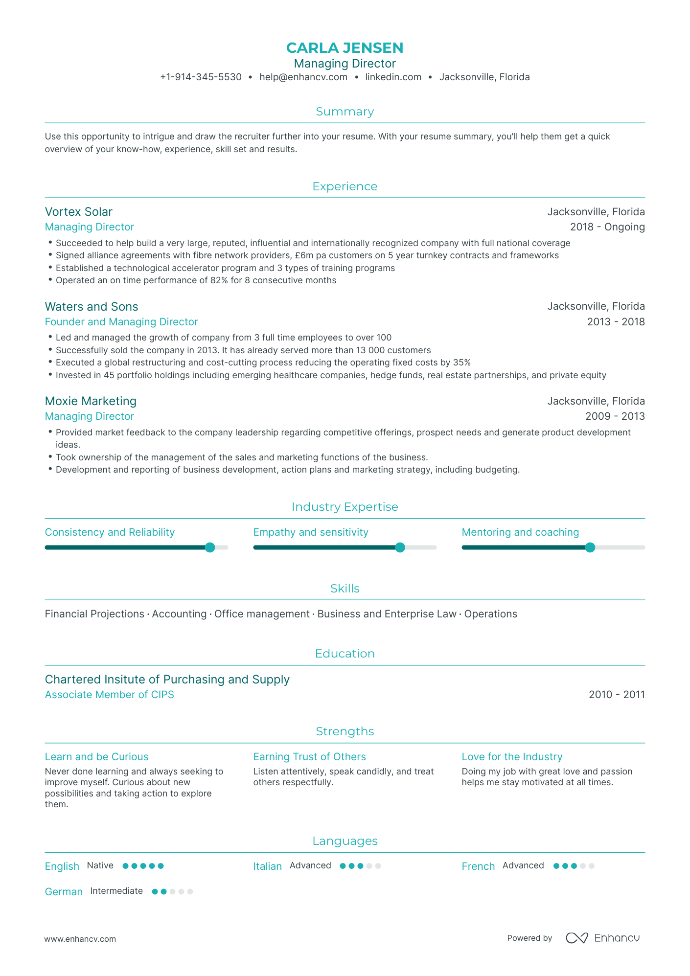 Traditional Managing Director Resume Template