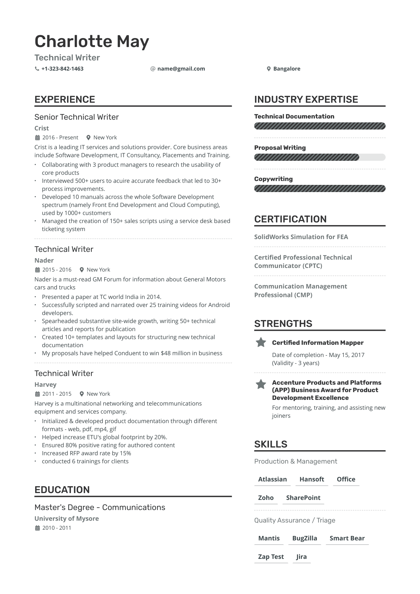 resume writer example