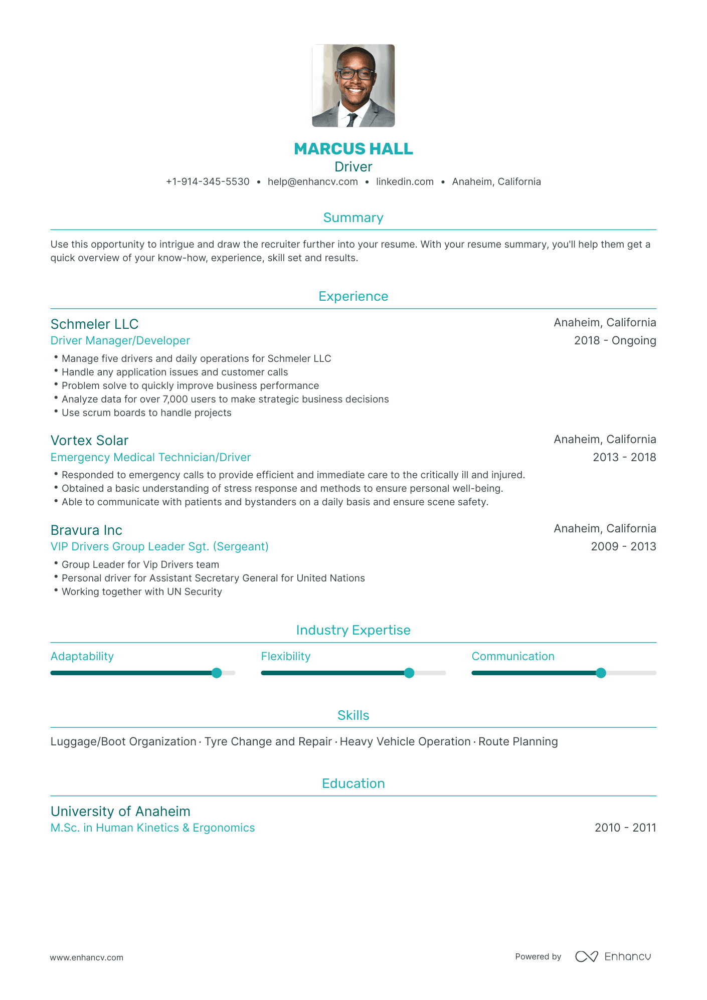 Traditional Driver Resume Template