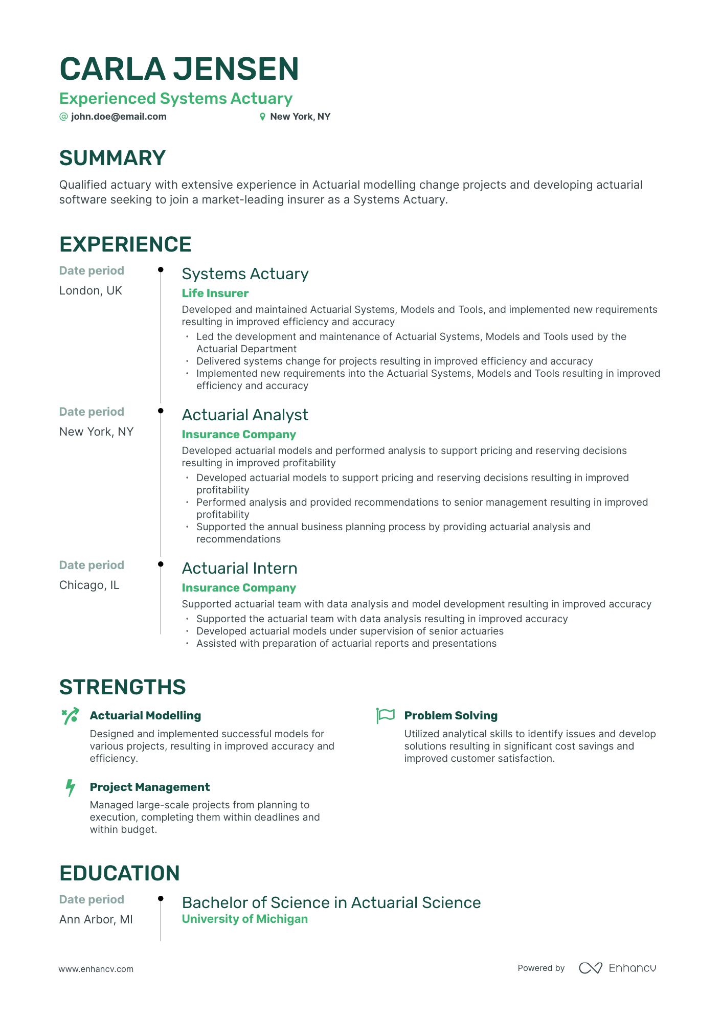 Timeline Actuary Resume Template