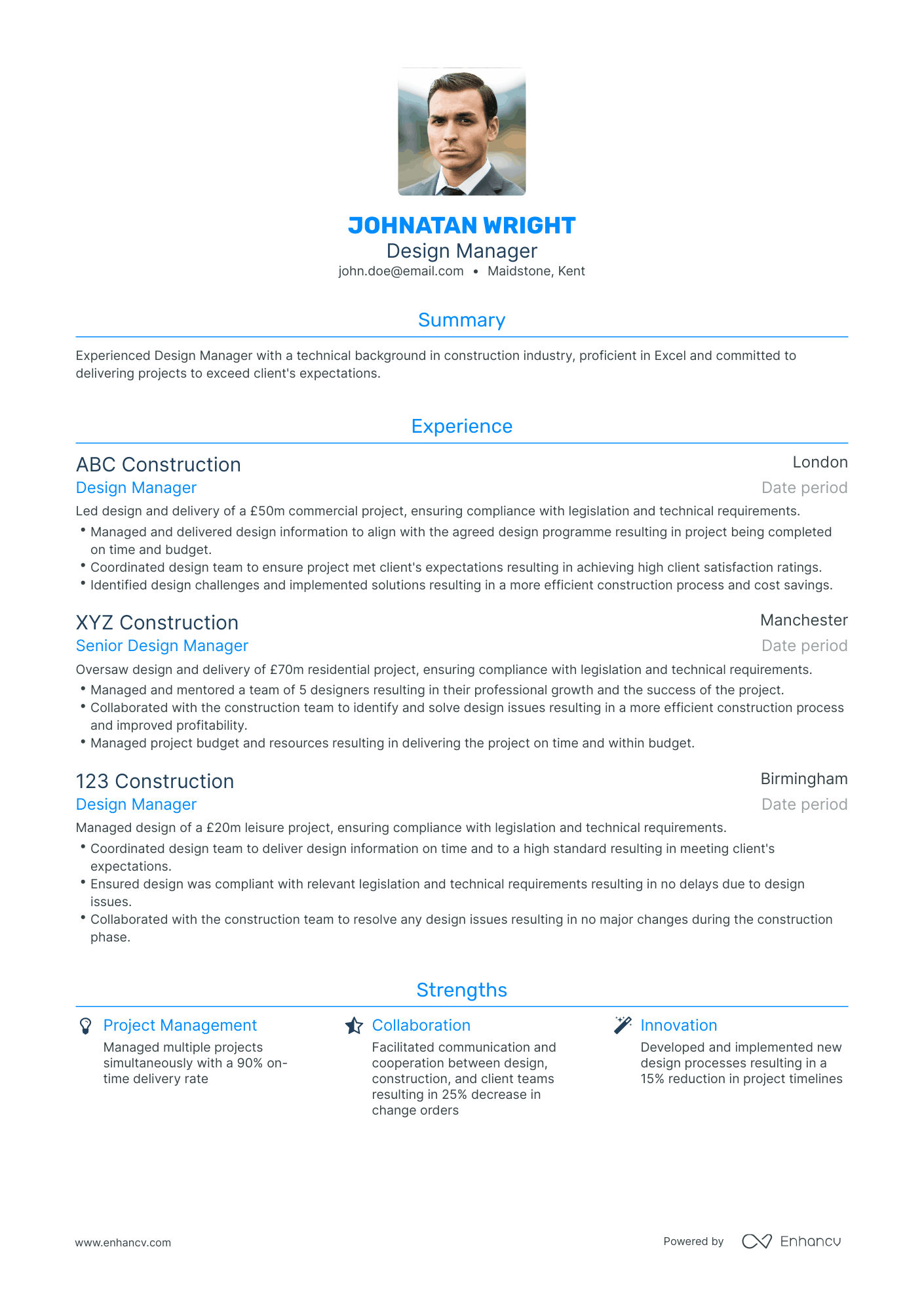 Traditional Design Manager Resume Template