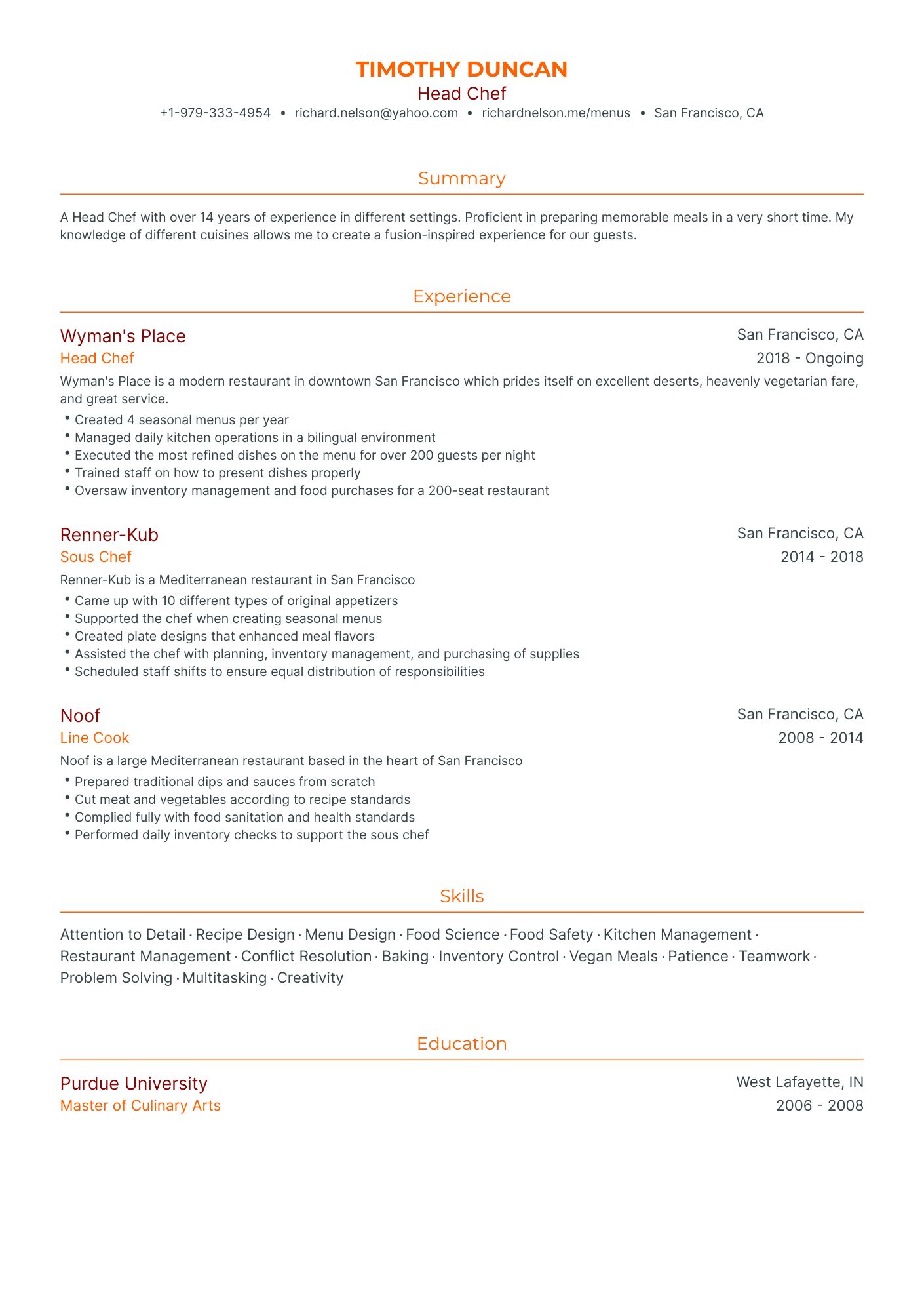 Traditional Chef Resume Template