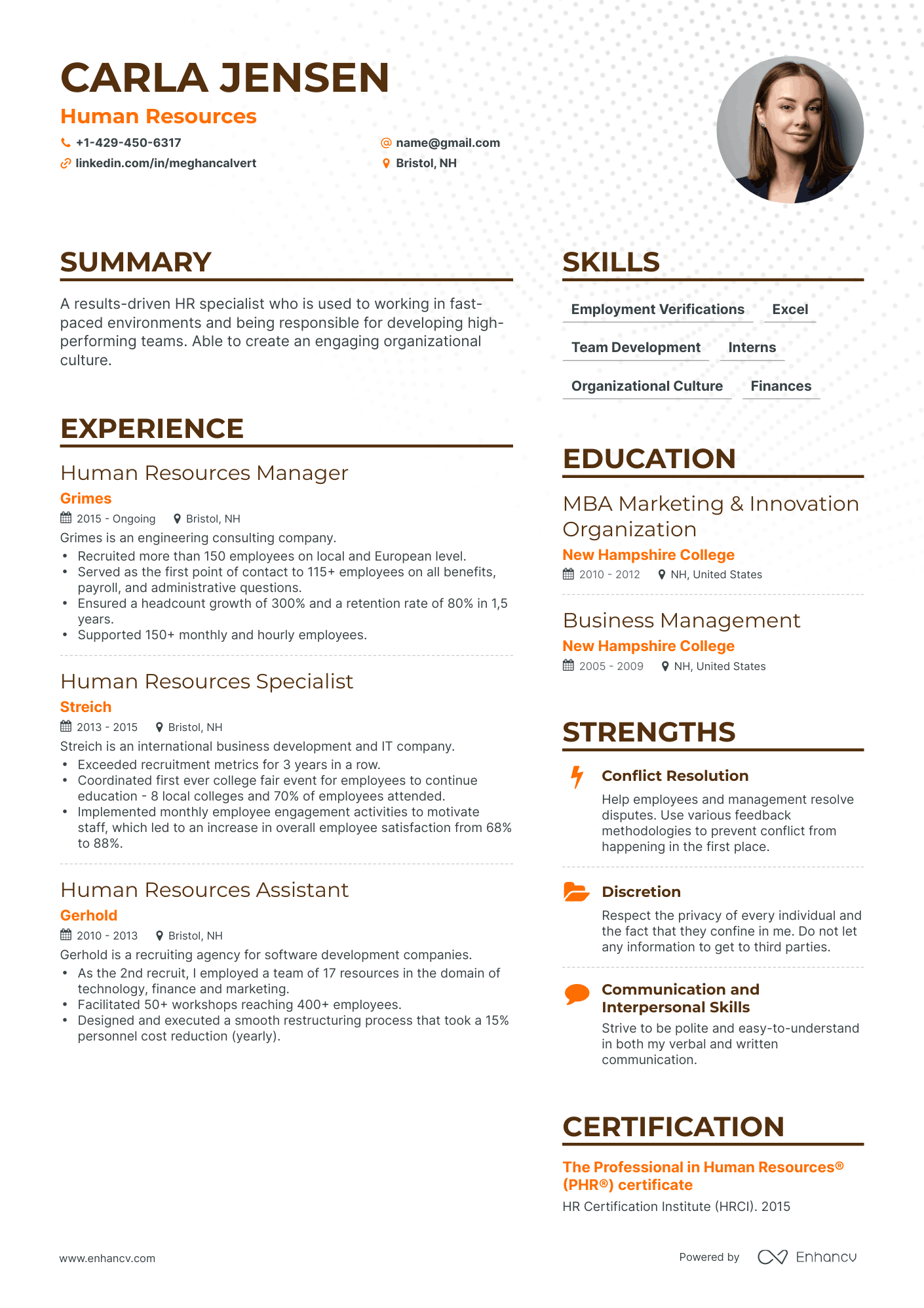 Hr Resume Examples