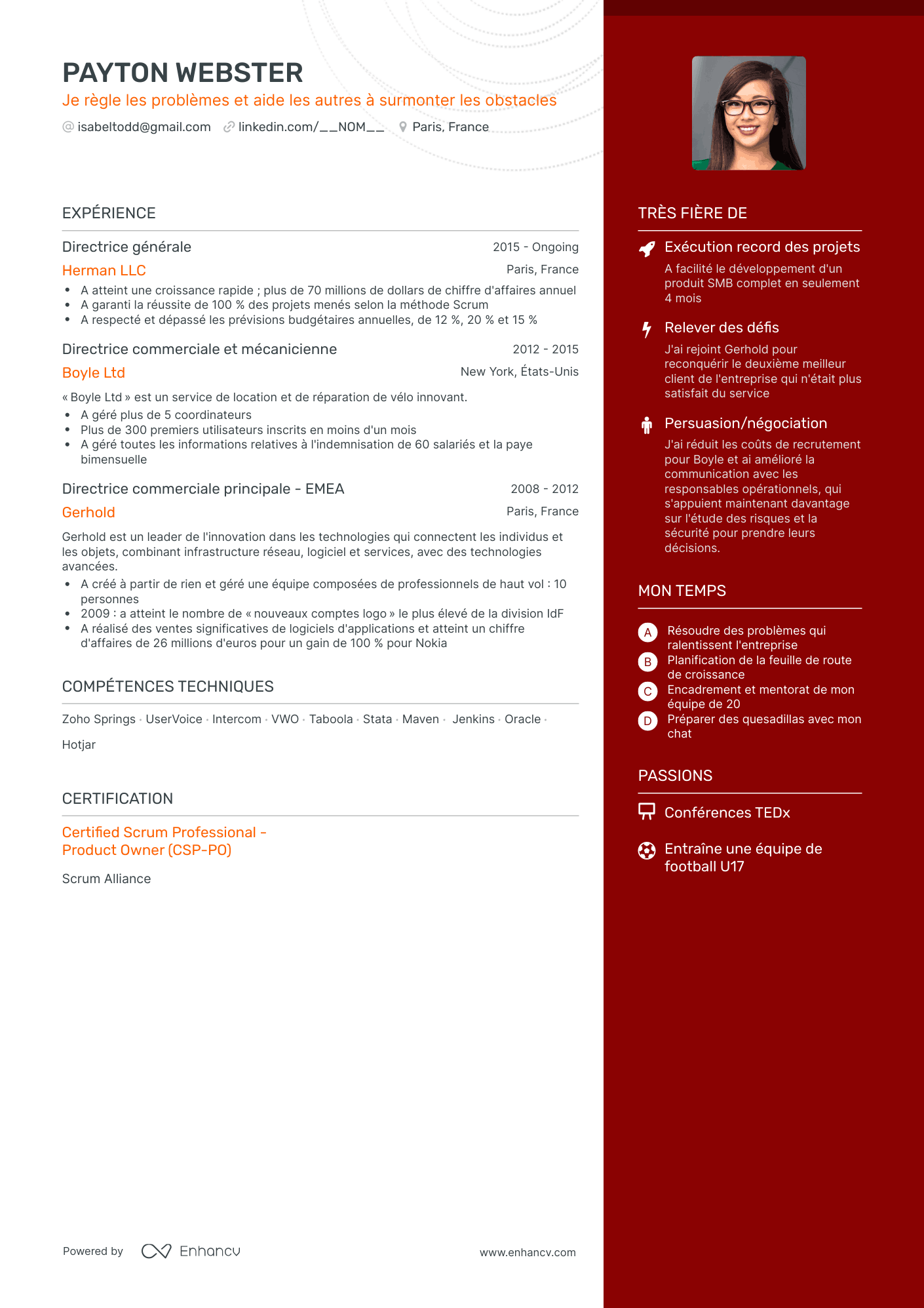 One Page Management Resume Template