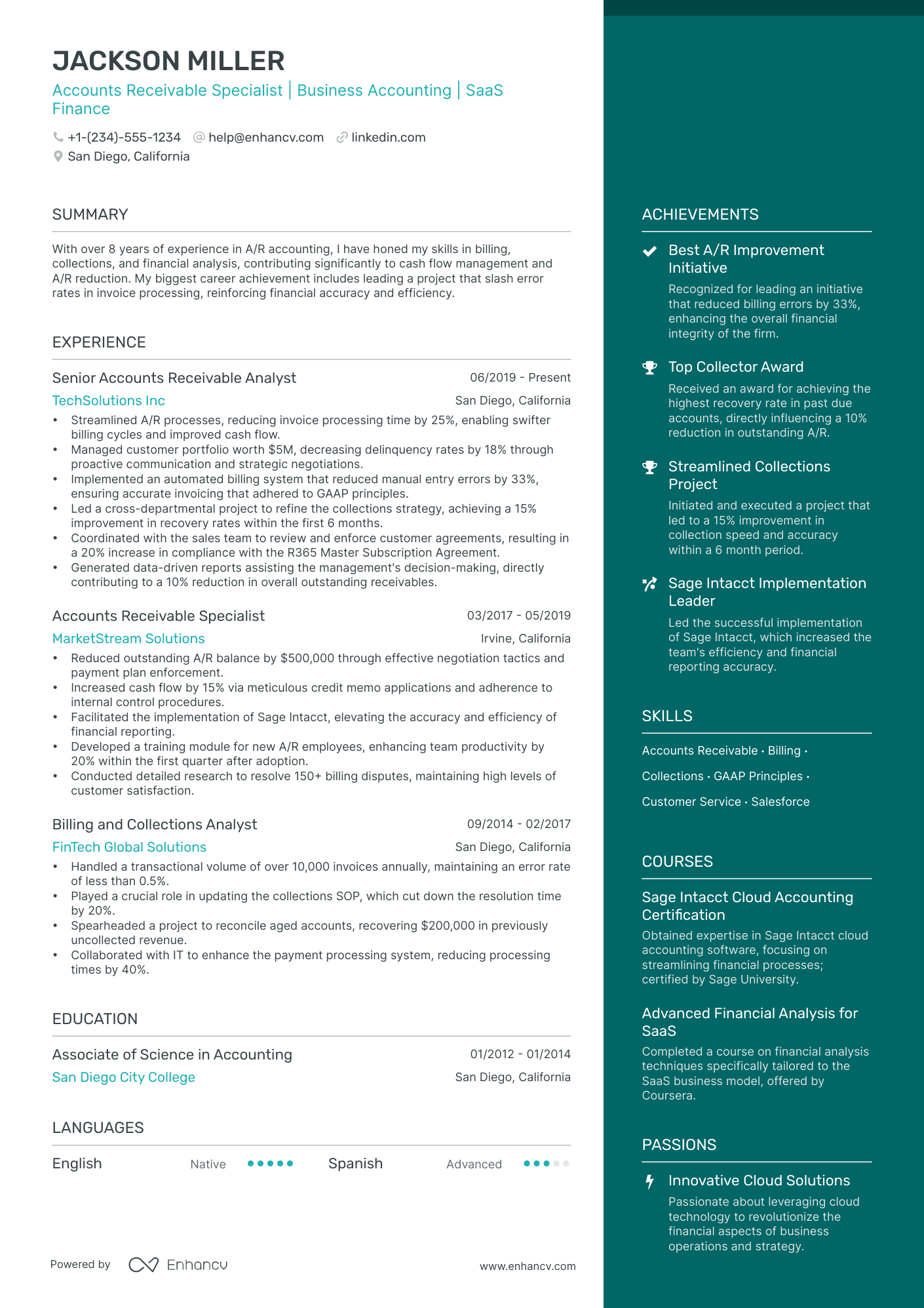 resume summary examples for accounts receivable
