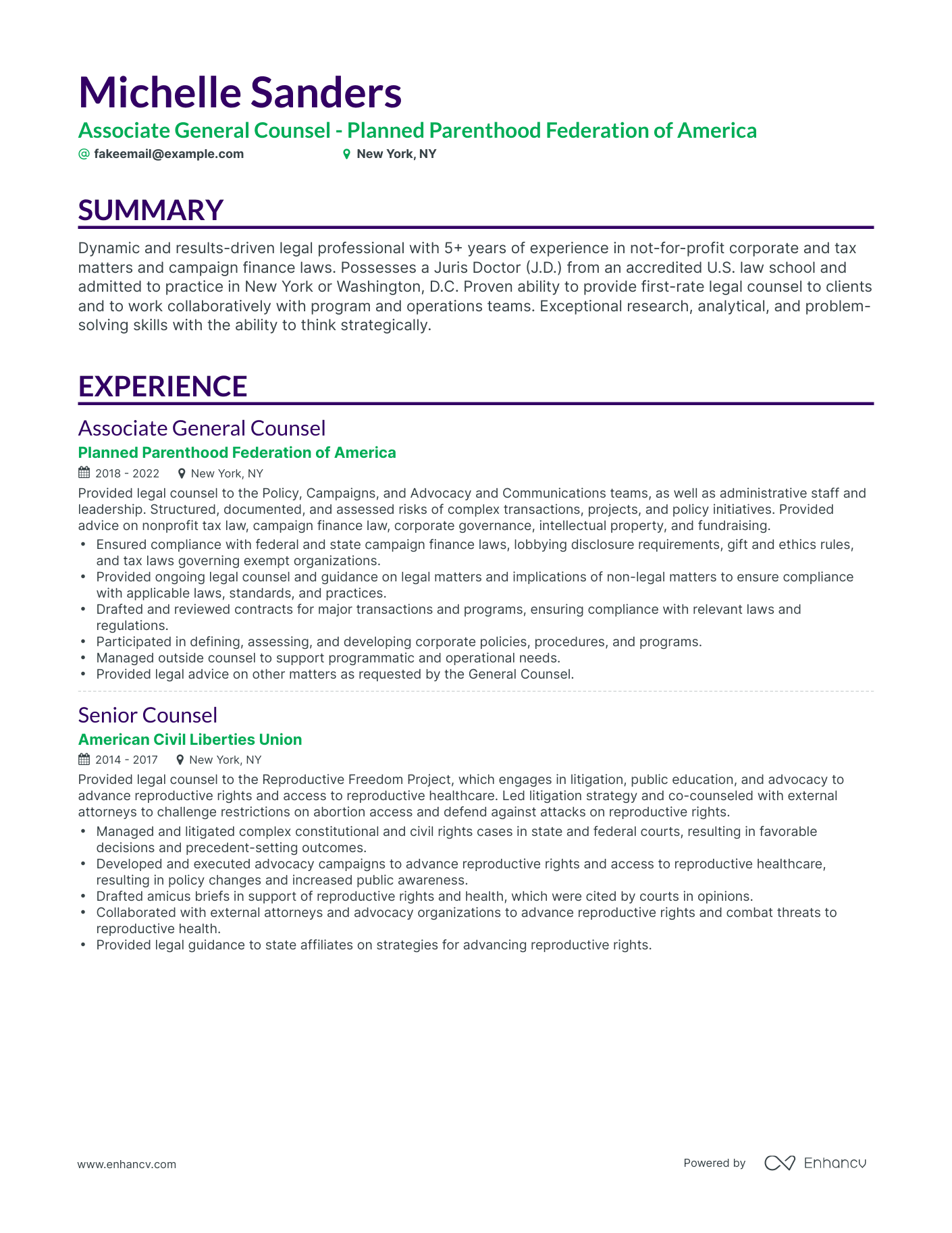 Classic Counsel Resume Template