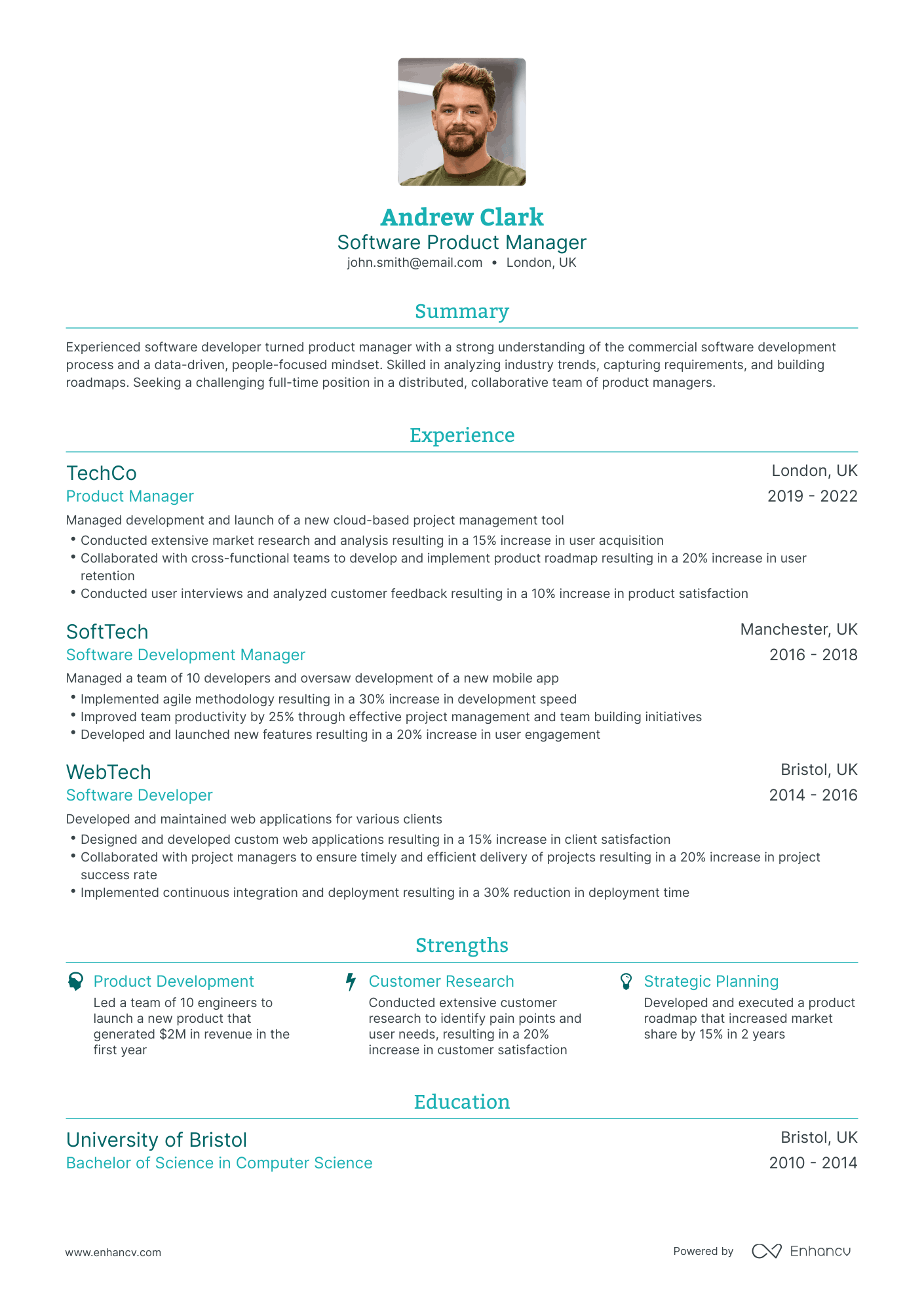 Traditional Software Product Manager Resume Template