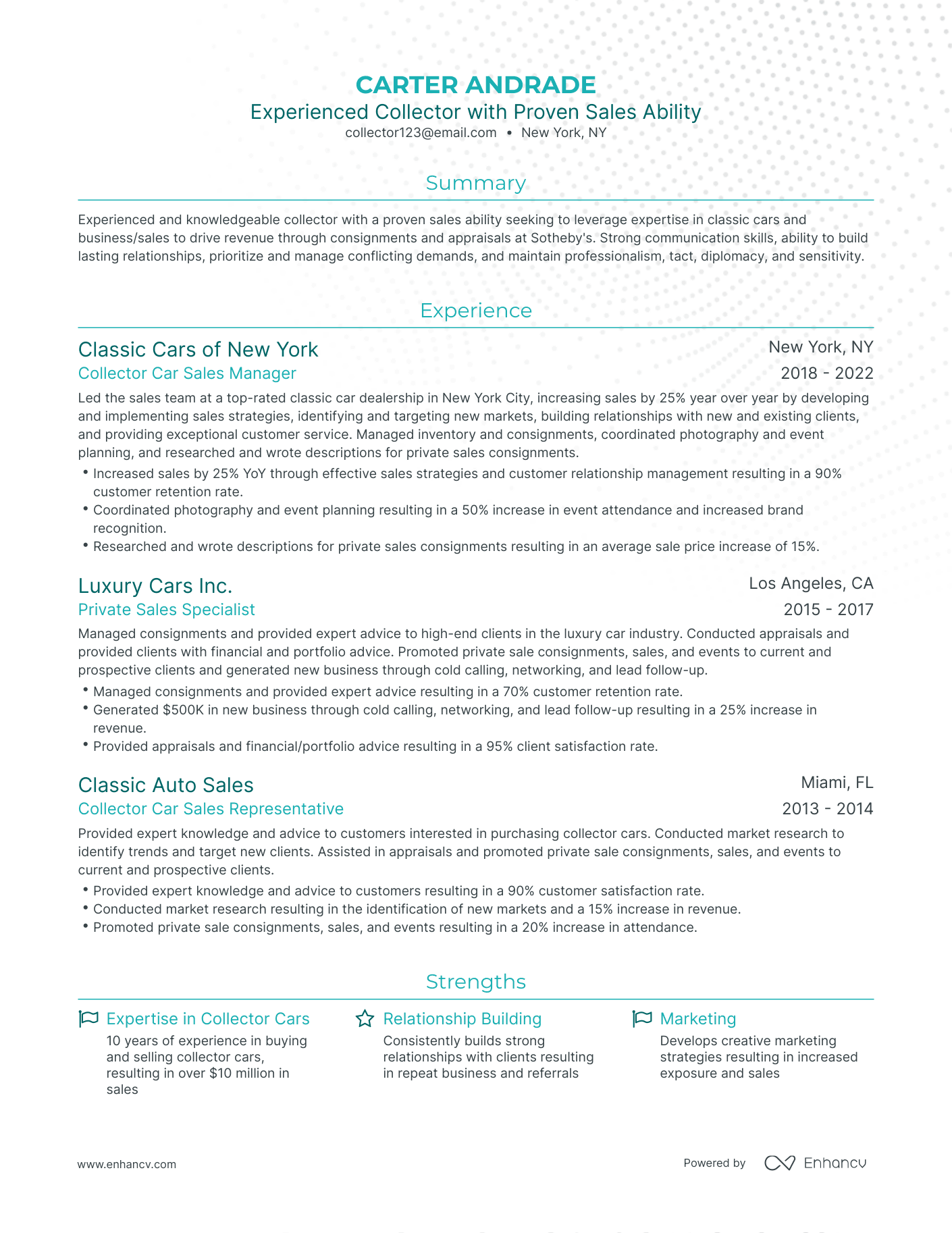 Traditional Collector Resume Template