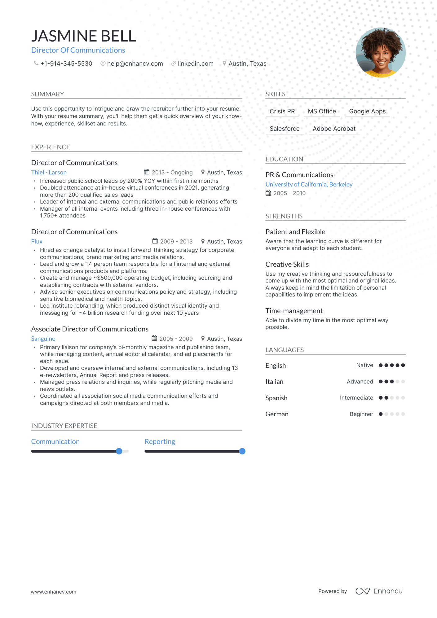 Communications Director Example Director of Communications Resume: Examples & Guide for 2023 (Layout ...