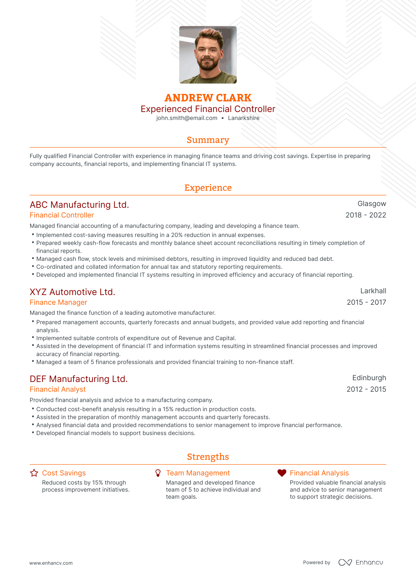 Traditional Financial Controller Resume Template