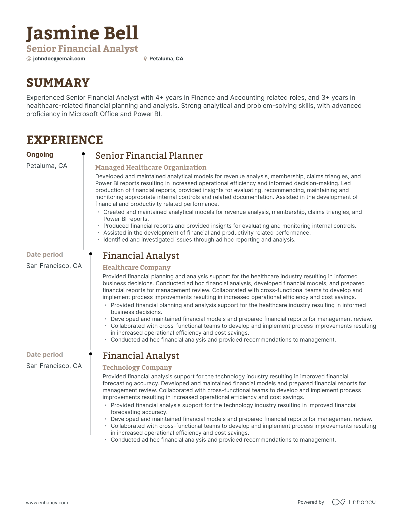Timeline Business Analyst Accounting Resume Template