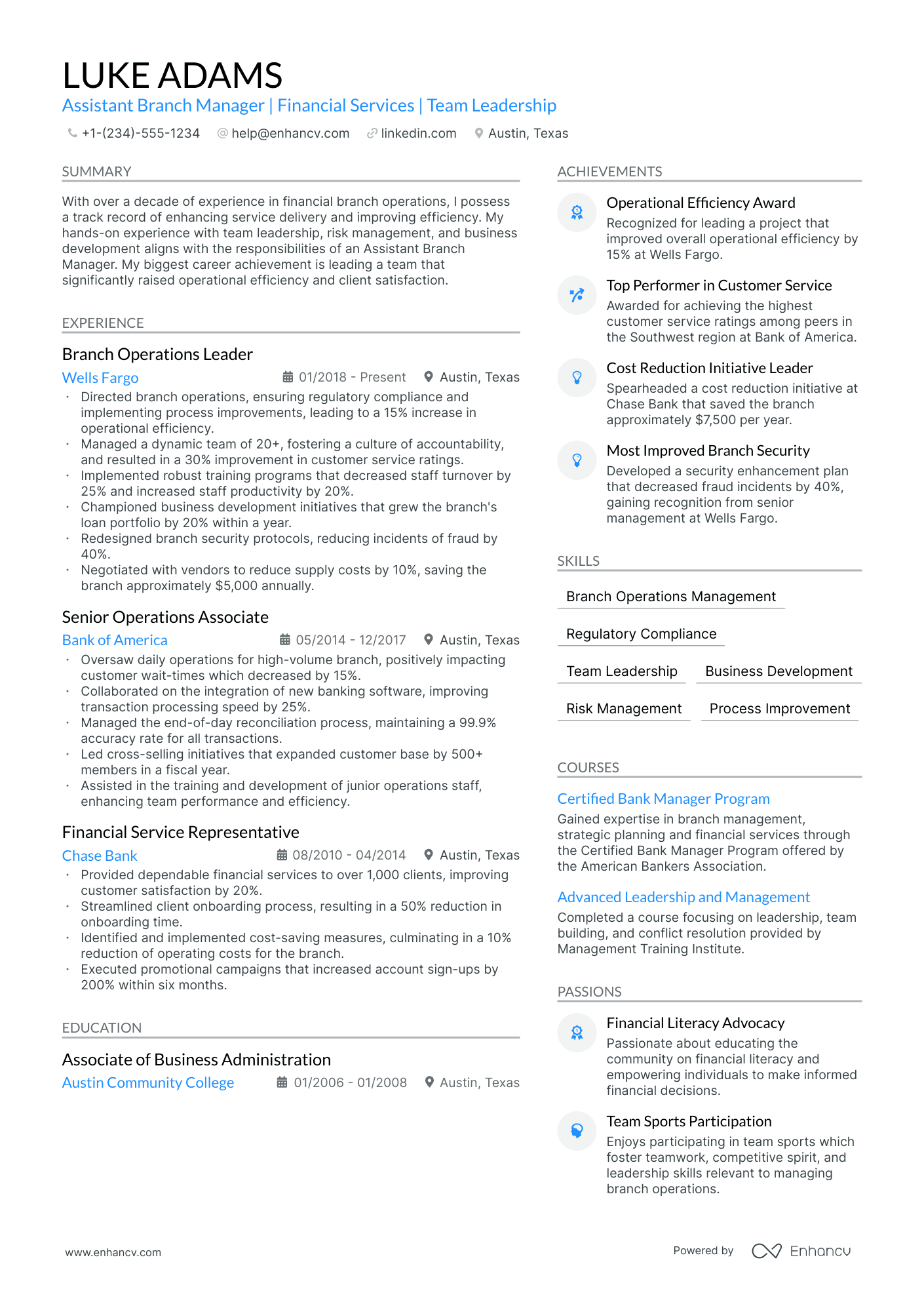 assistant branch manager resume examples