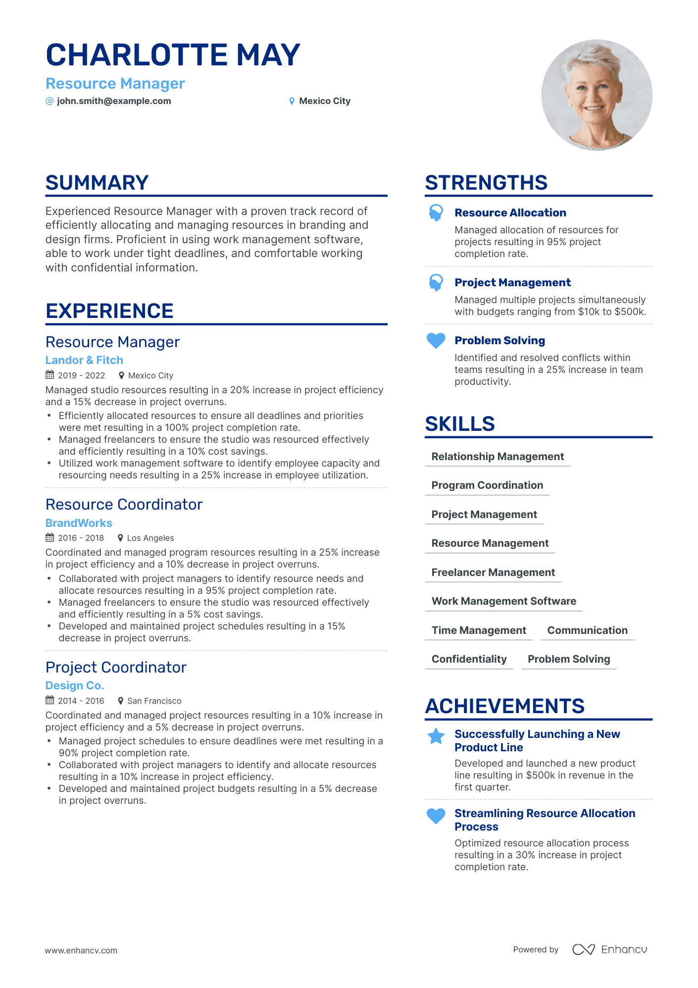 Simple Resource Manager Resume Template