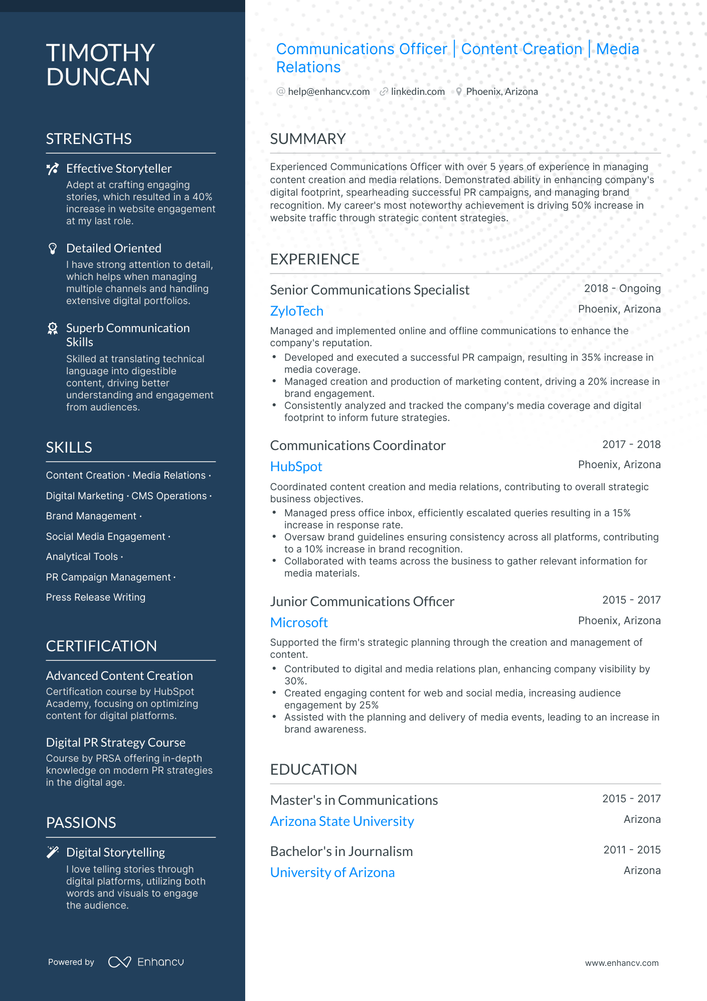 undefined Communications Officer Resume Template