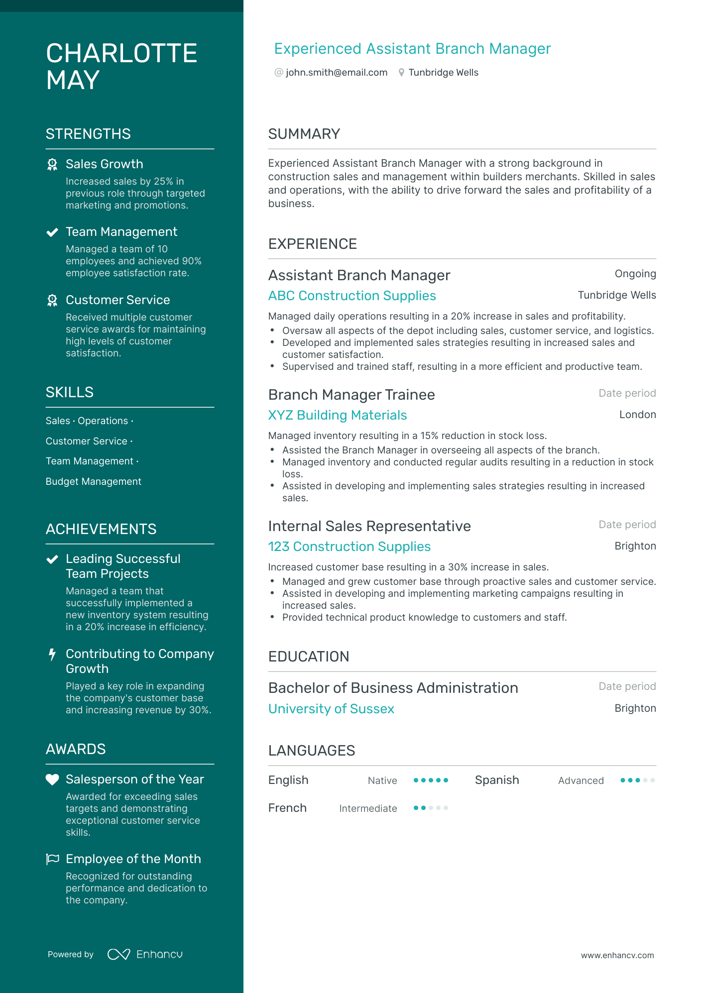 Polished Assistant Branch Manager Resume Template