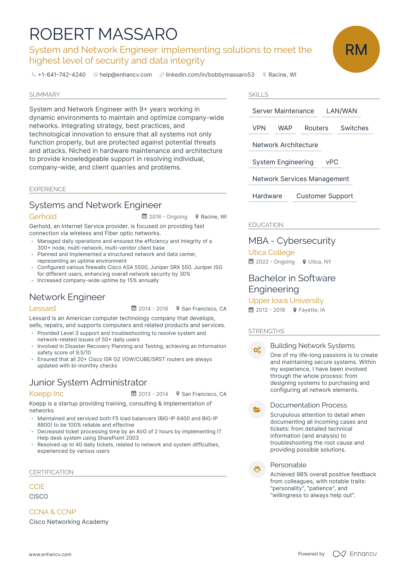 Modern System And Network Engineer Resume Template