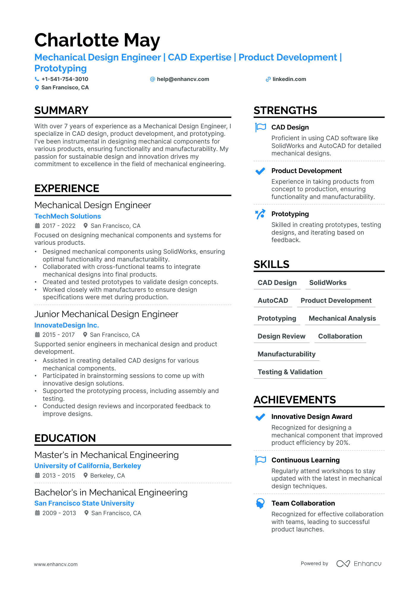 best resume template for mechanical engineer