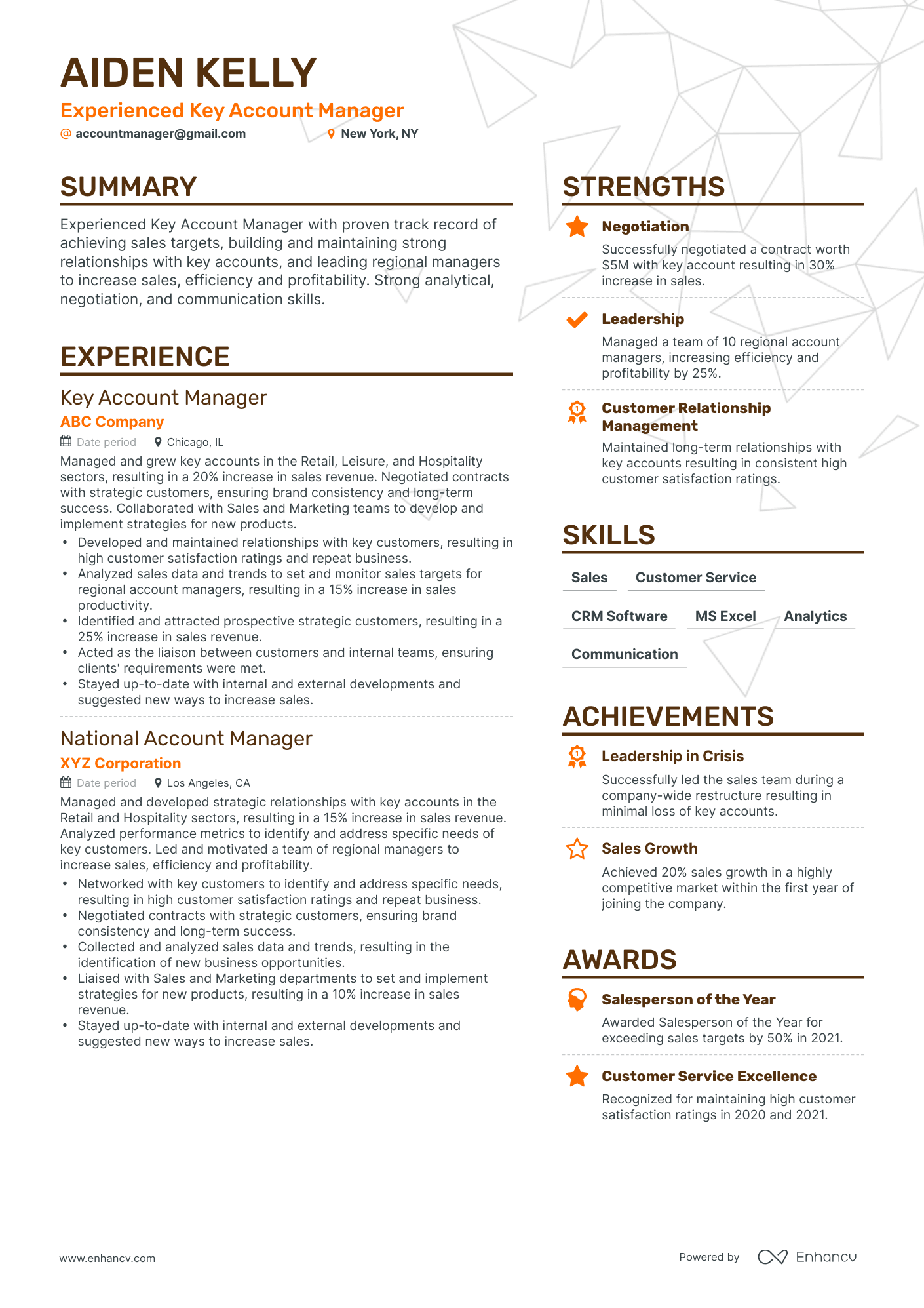 Simple Account Manager Sales Resume Template