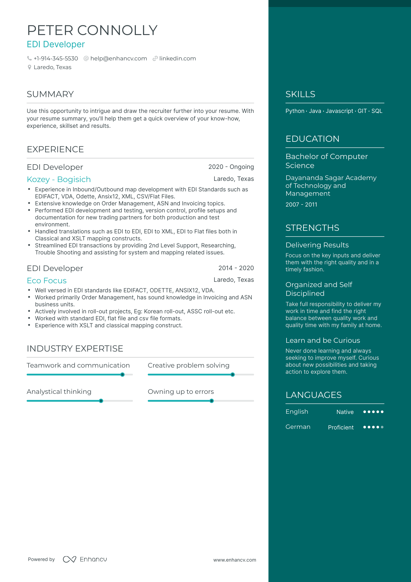 EDI Developer Resume Examples & Guide for 2023 (Layout, Skills ...