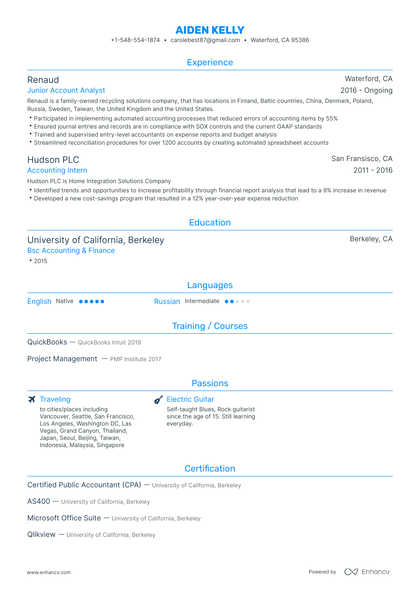 Traditional Accounting Analyst Resume Template