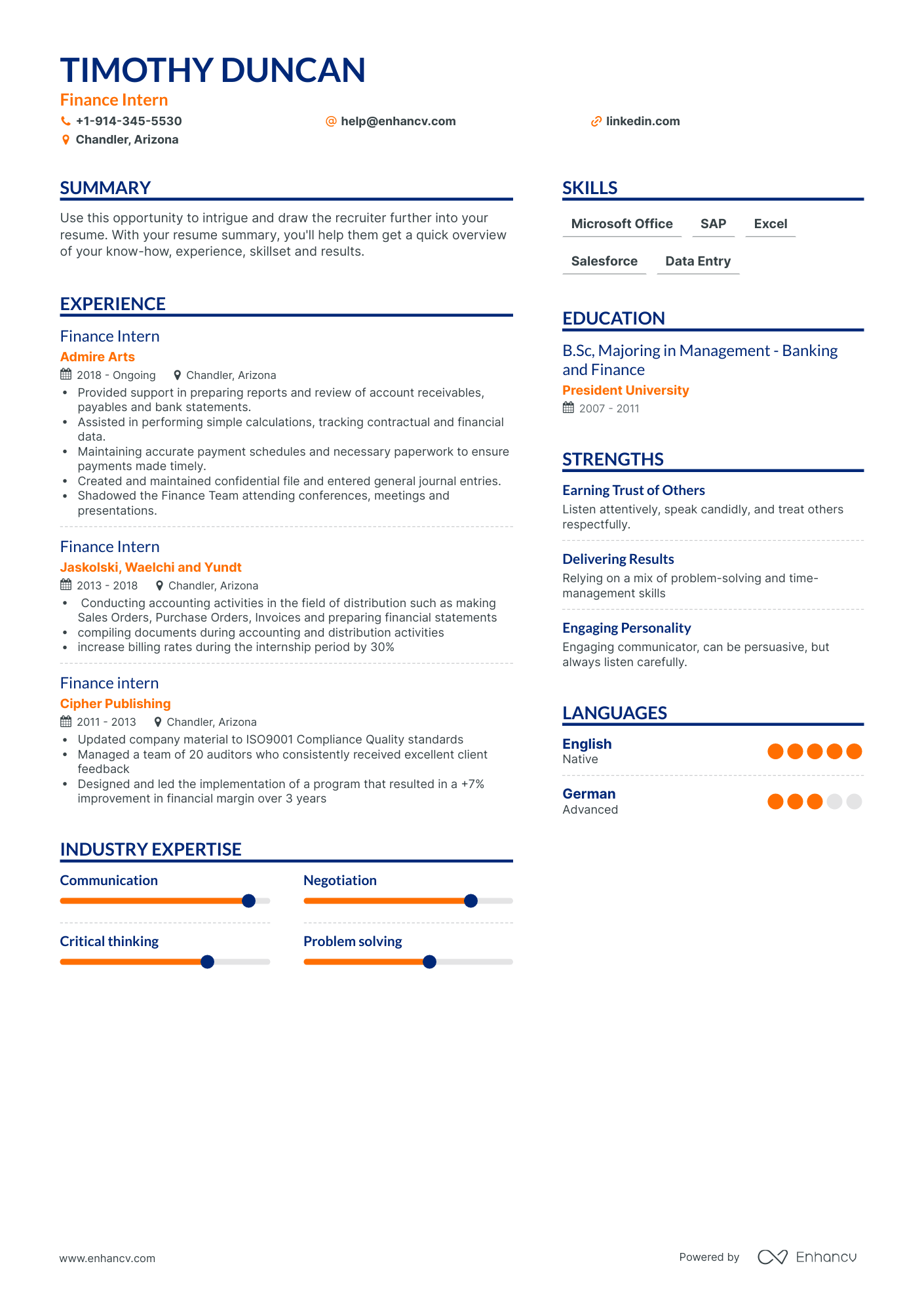 Finance Intern Resume Examples & Guide for 2023 (Layout, Skills ...