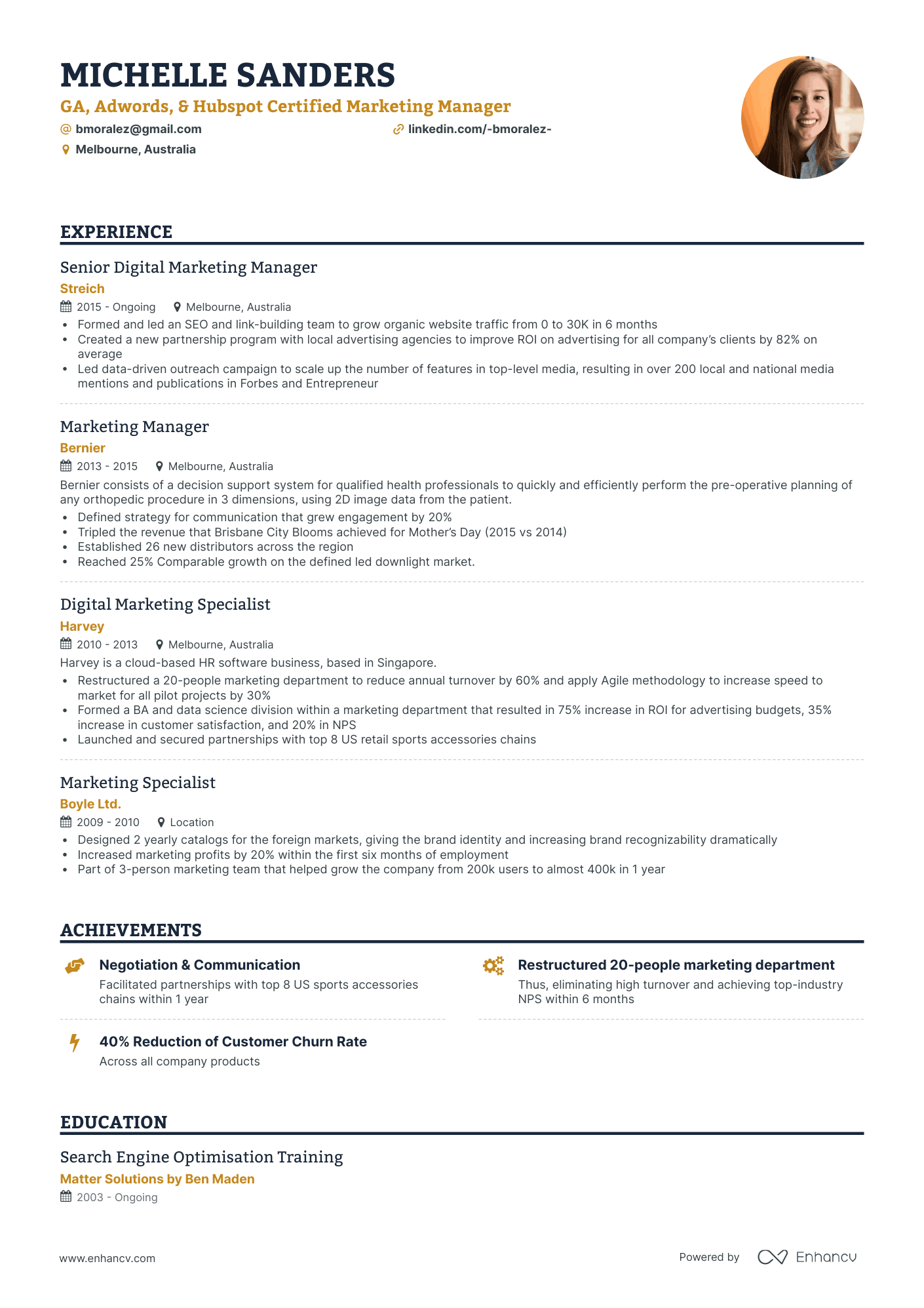 Classic Marketing Manager Resume Template