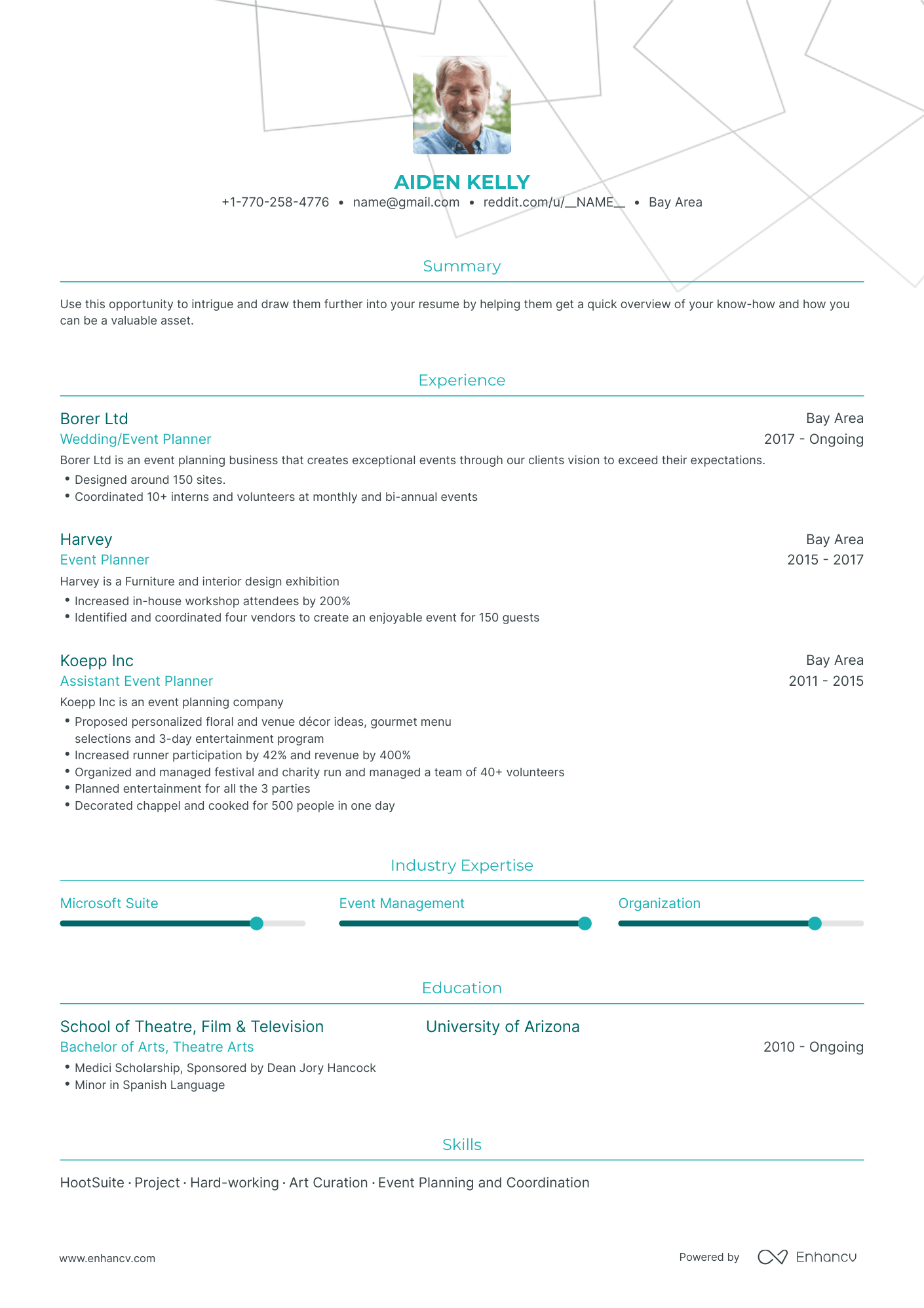 Traditional Event Planner Resume Template