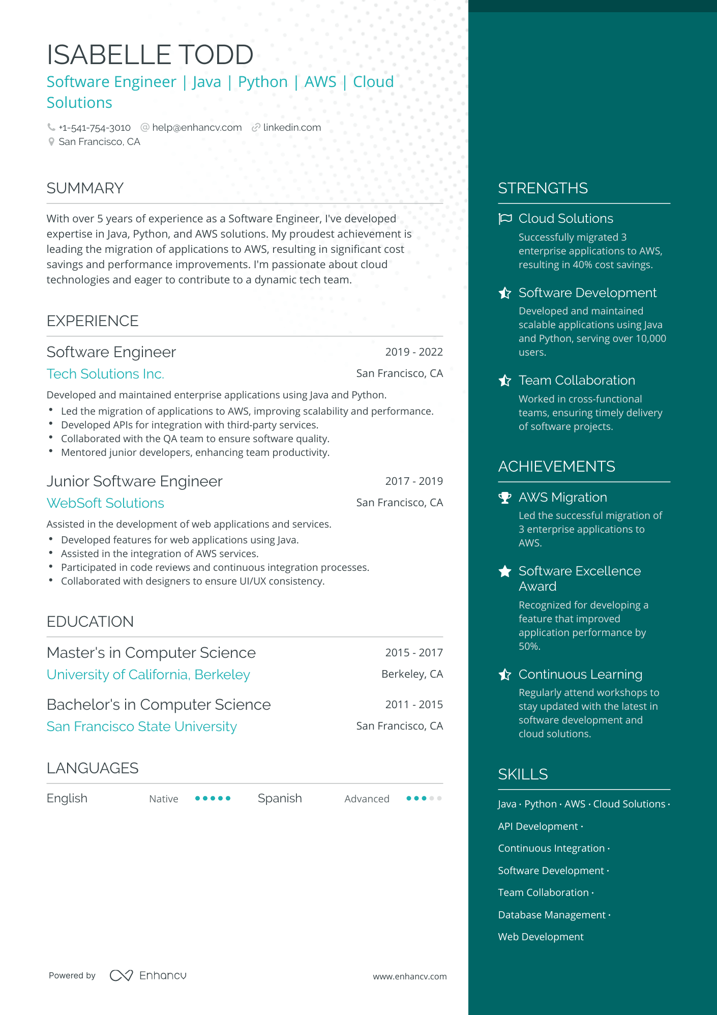 One Page AWS Resume Template