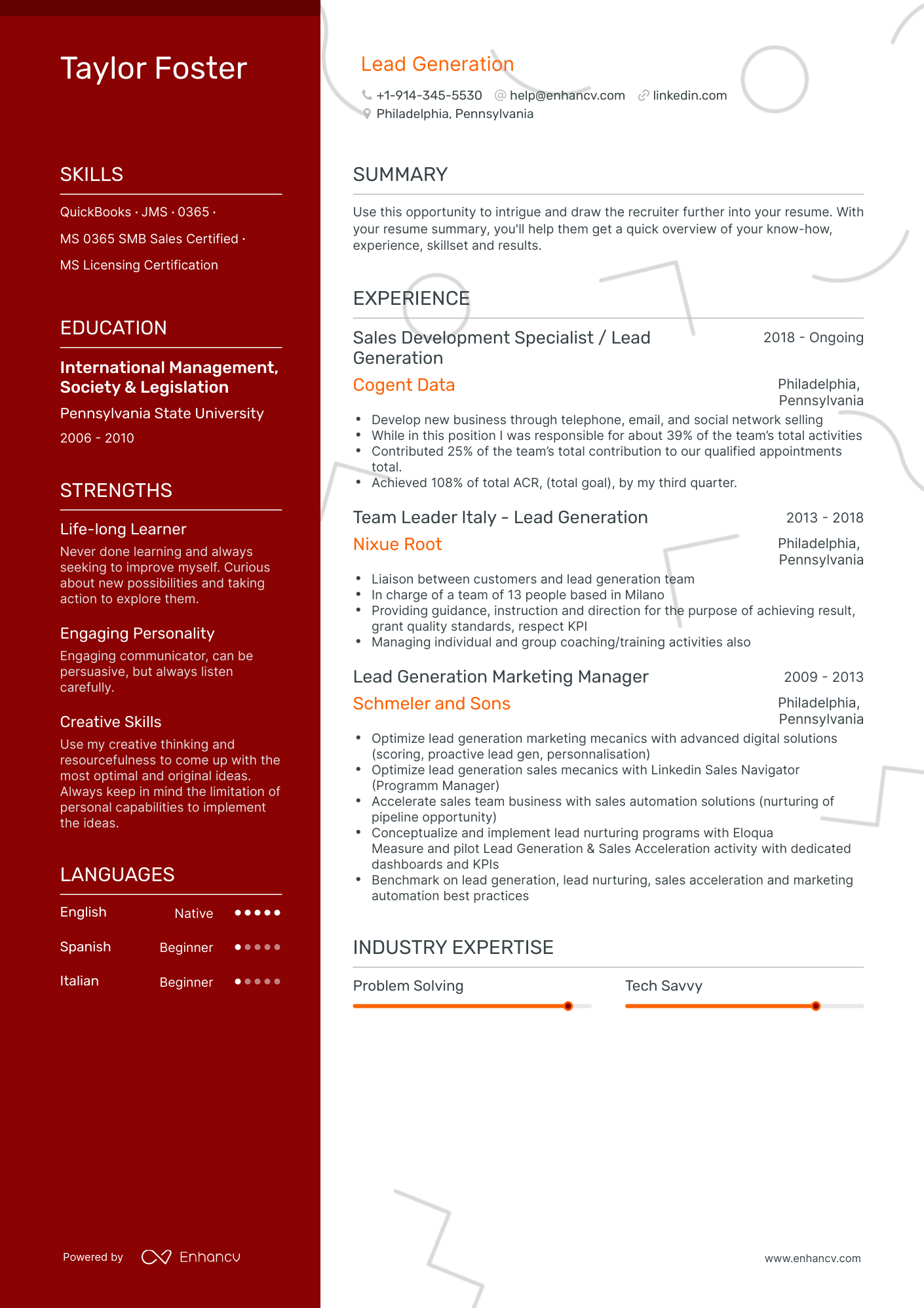 DOWNLOAD Lead Generation Resume Example for 2023 (Layout