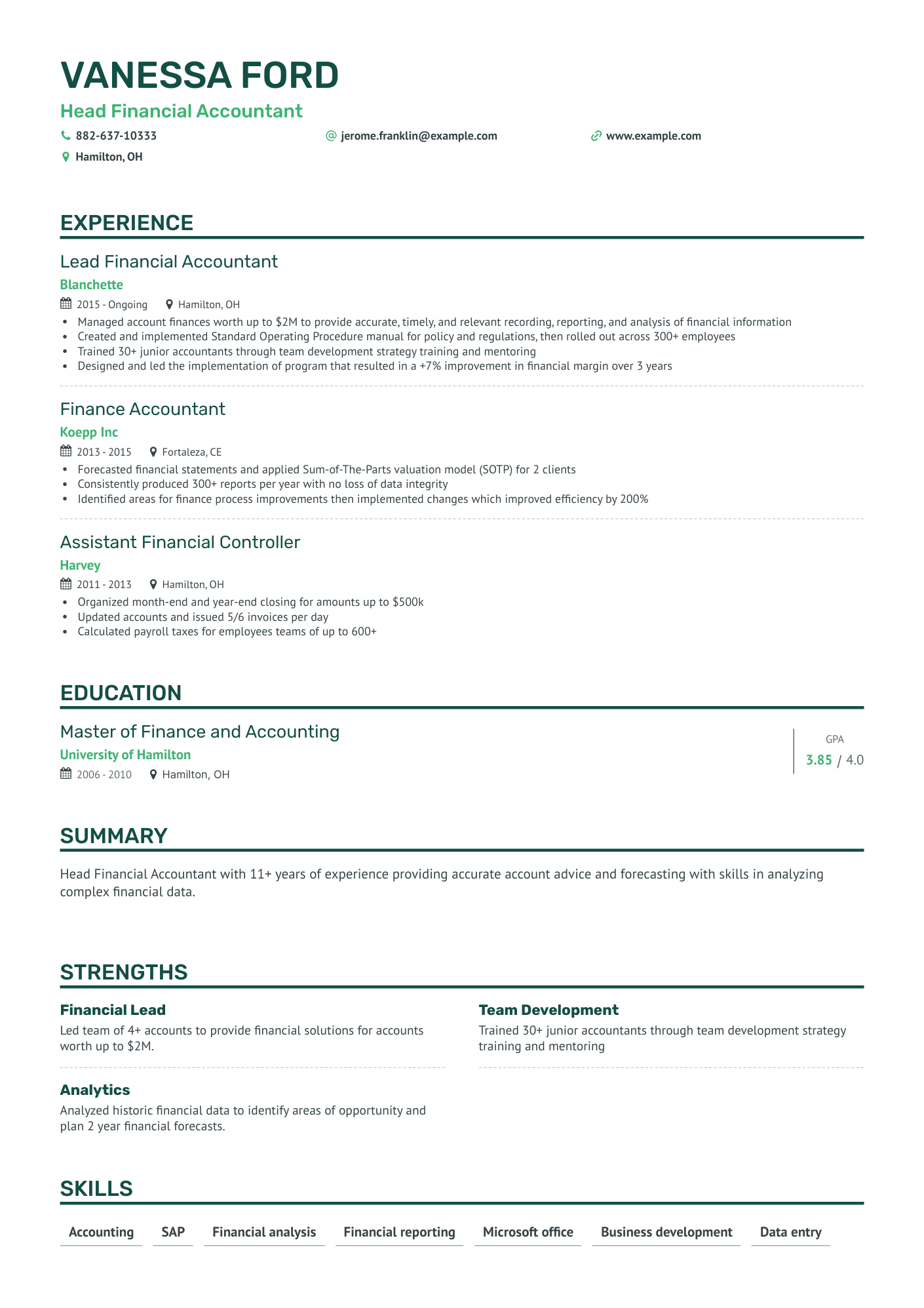 Classic Finance Resume Template