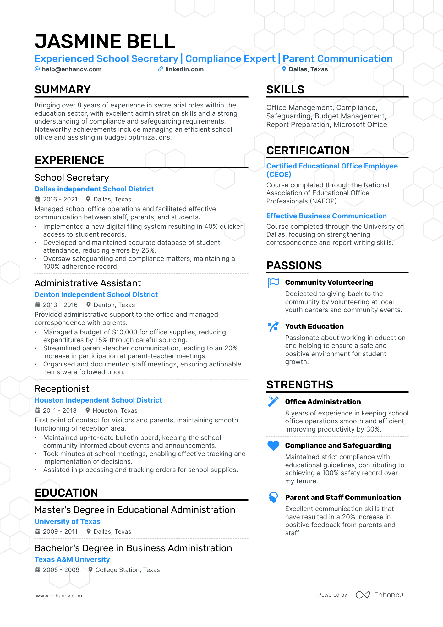 A resume example of a Double Column