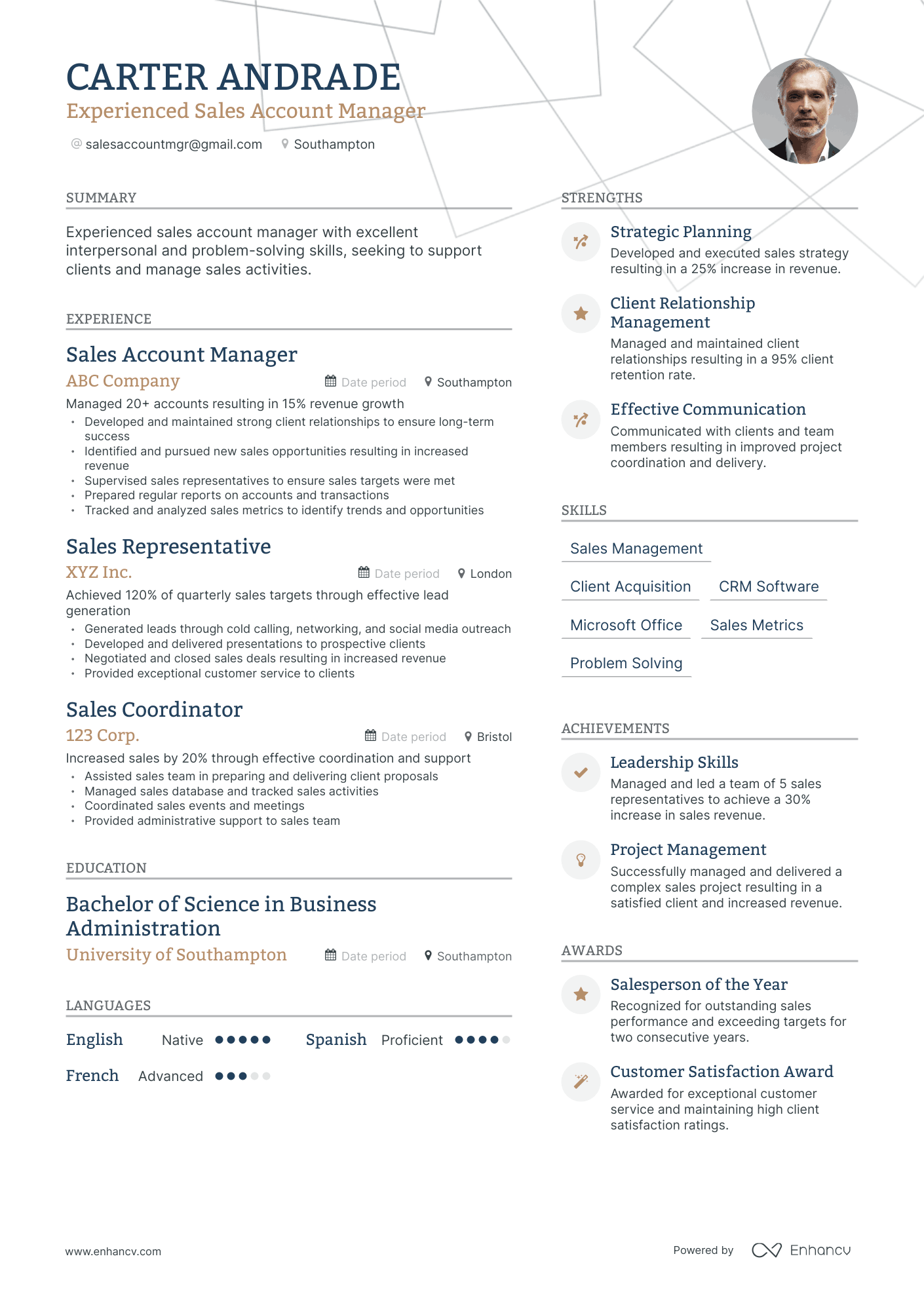 Modern Sales Account Manager Resume Template