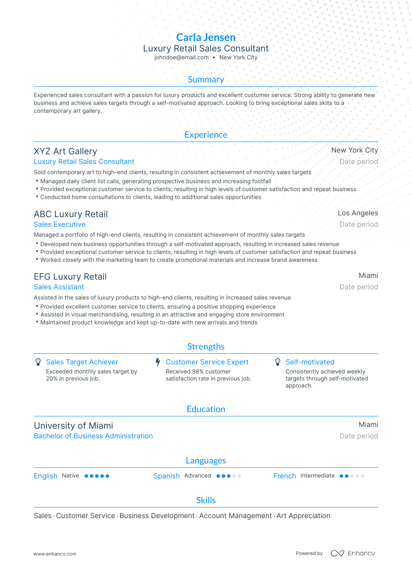 Traditional Retail Sales Consultant Resume Template
